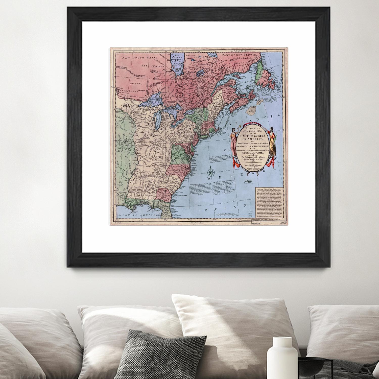 North american map  in 1784 by Archive on GIANT ART - pink maps