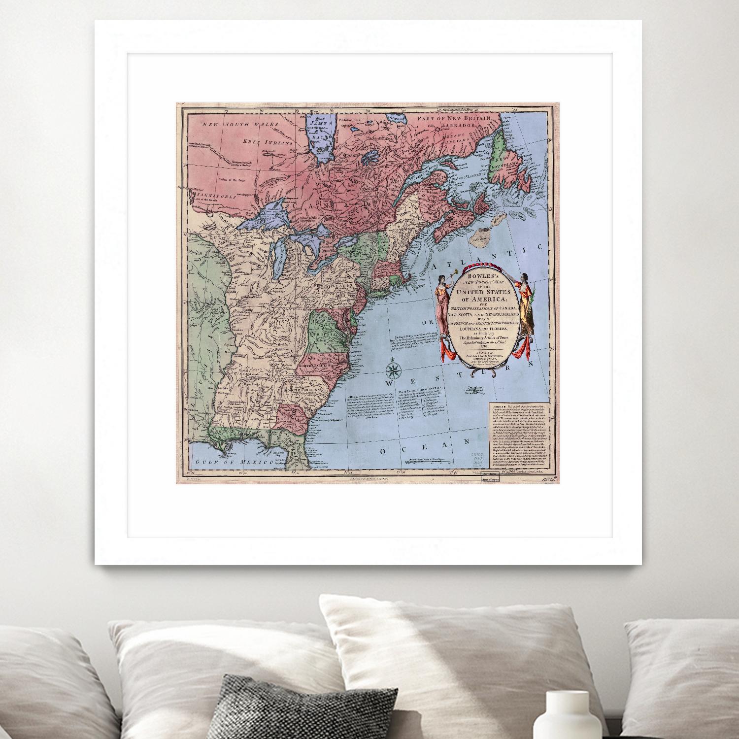 North american map  in 1784 by Archive on GIANT ART - pink maps