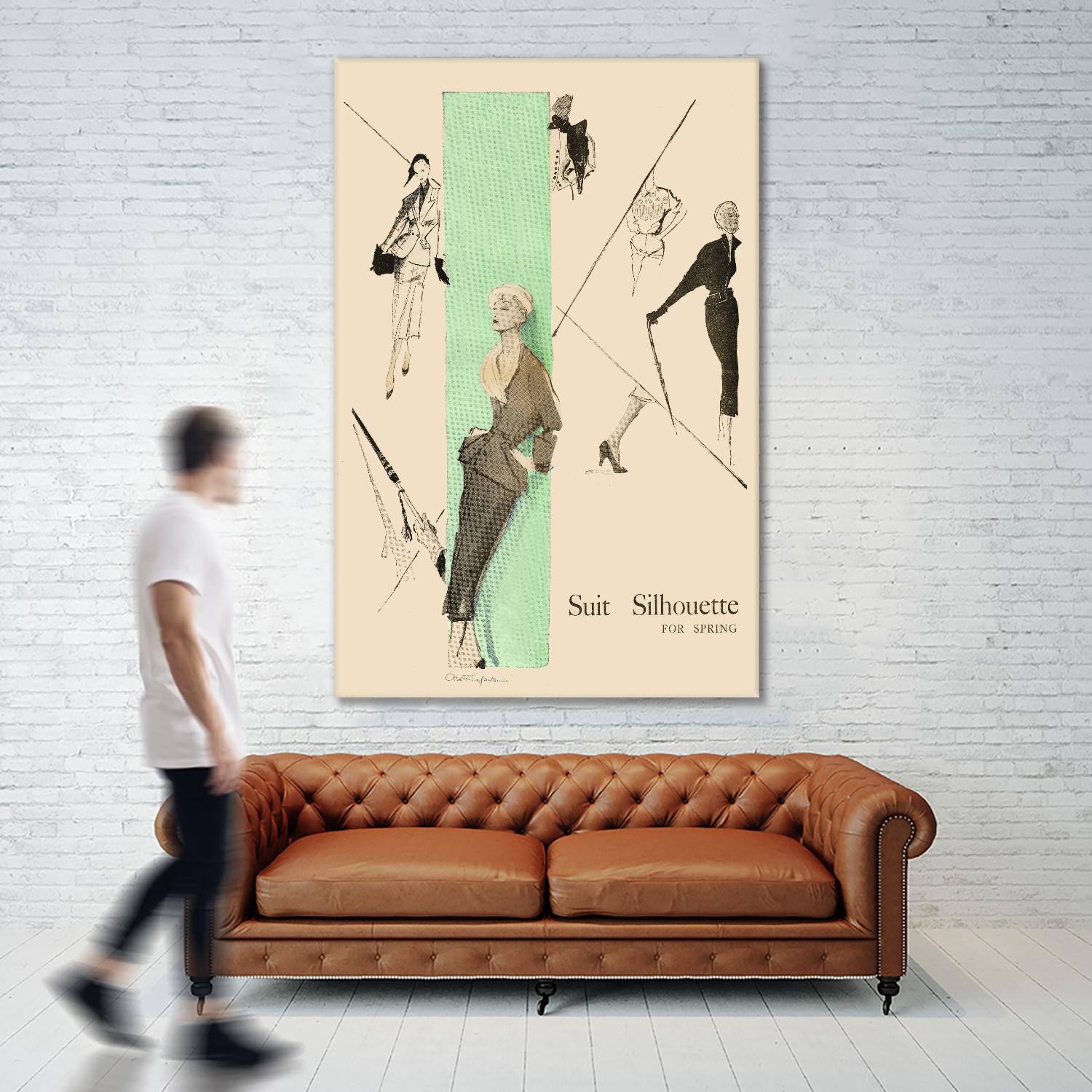 1950's Fashion - Suit Silouhette by Odette Lafontaine on GIANT ART - beige vintage woman