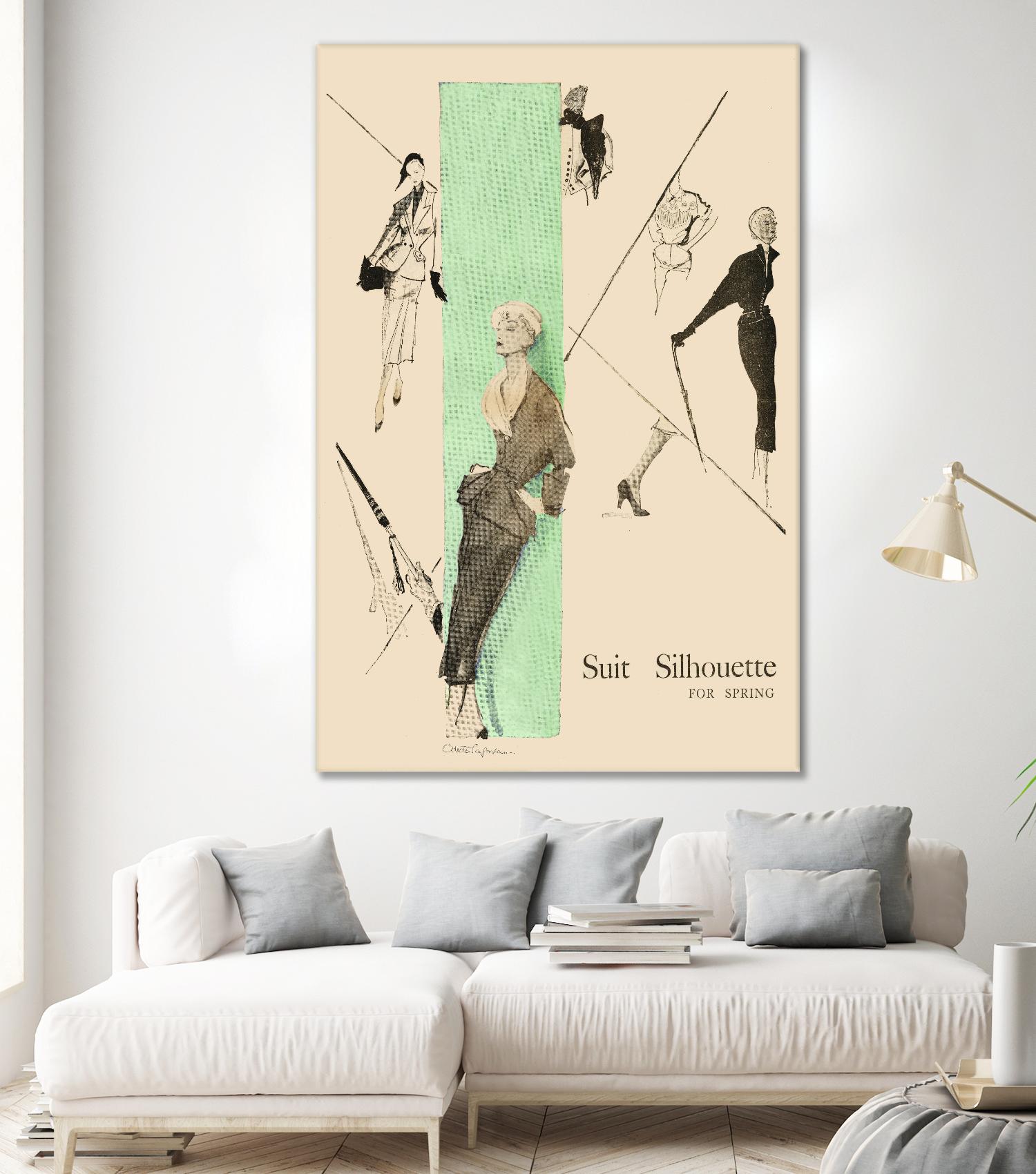 1950's Fashion - Suit Silouhette by Odette Lafontaine on GIANT ART - beige vintage woman