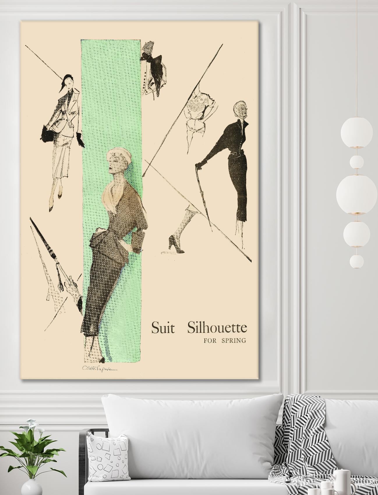 1950's Fashion - Suit Silouhette by Odette Lafontaine on GIANT ART - beige vintage woman