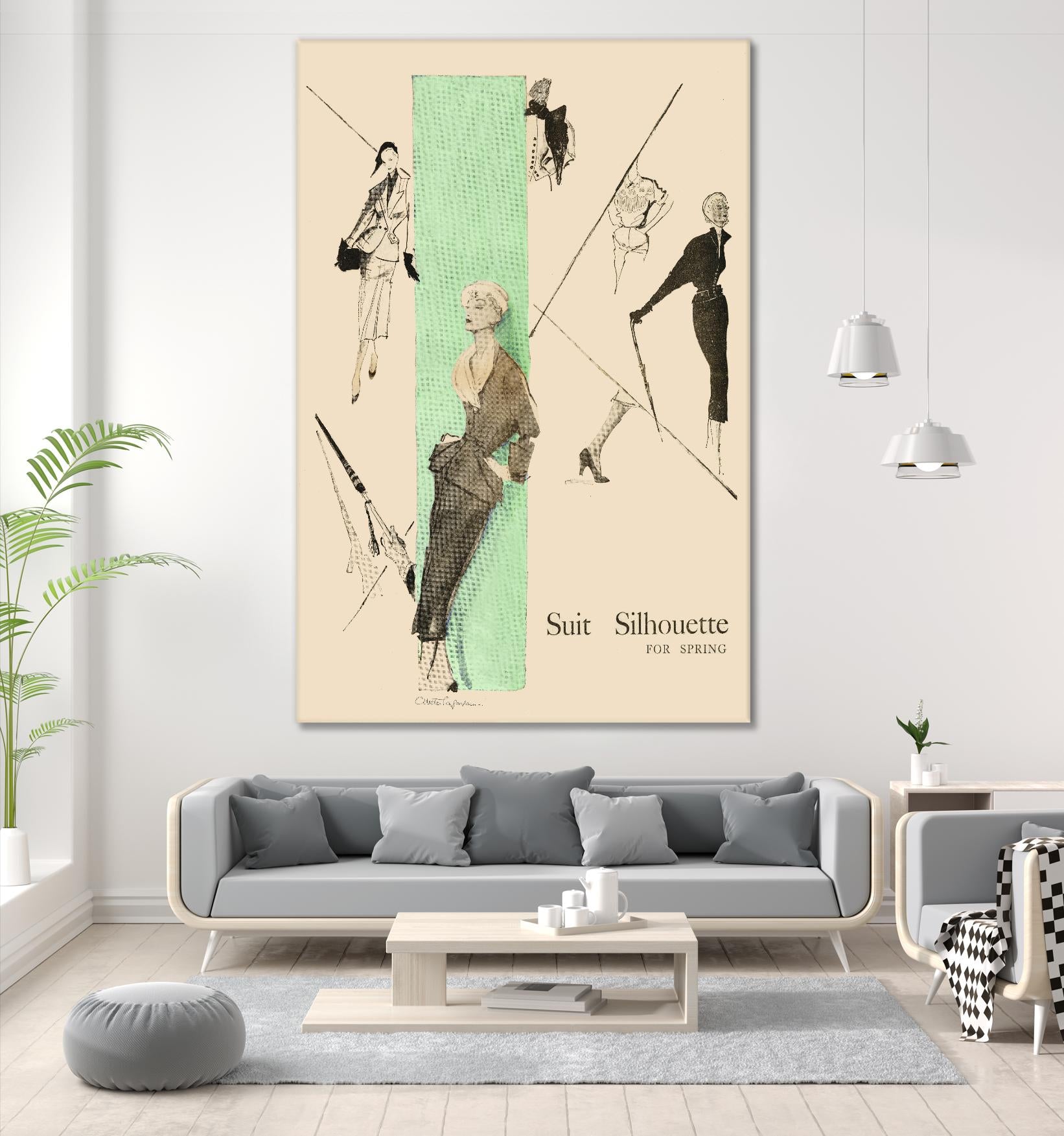 1950's Fashion - Suit Silouhette by Odette Lafontaine on GIANT ART - beige vintage woman