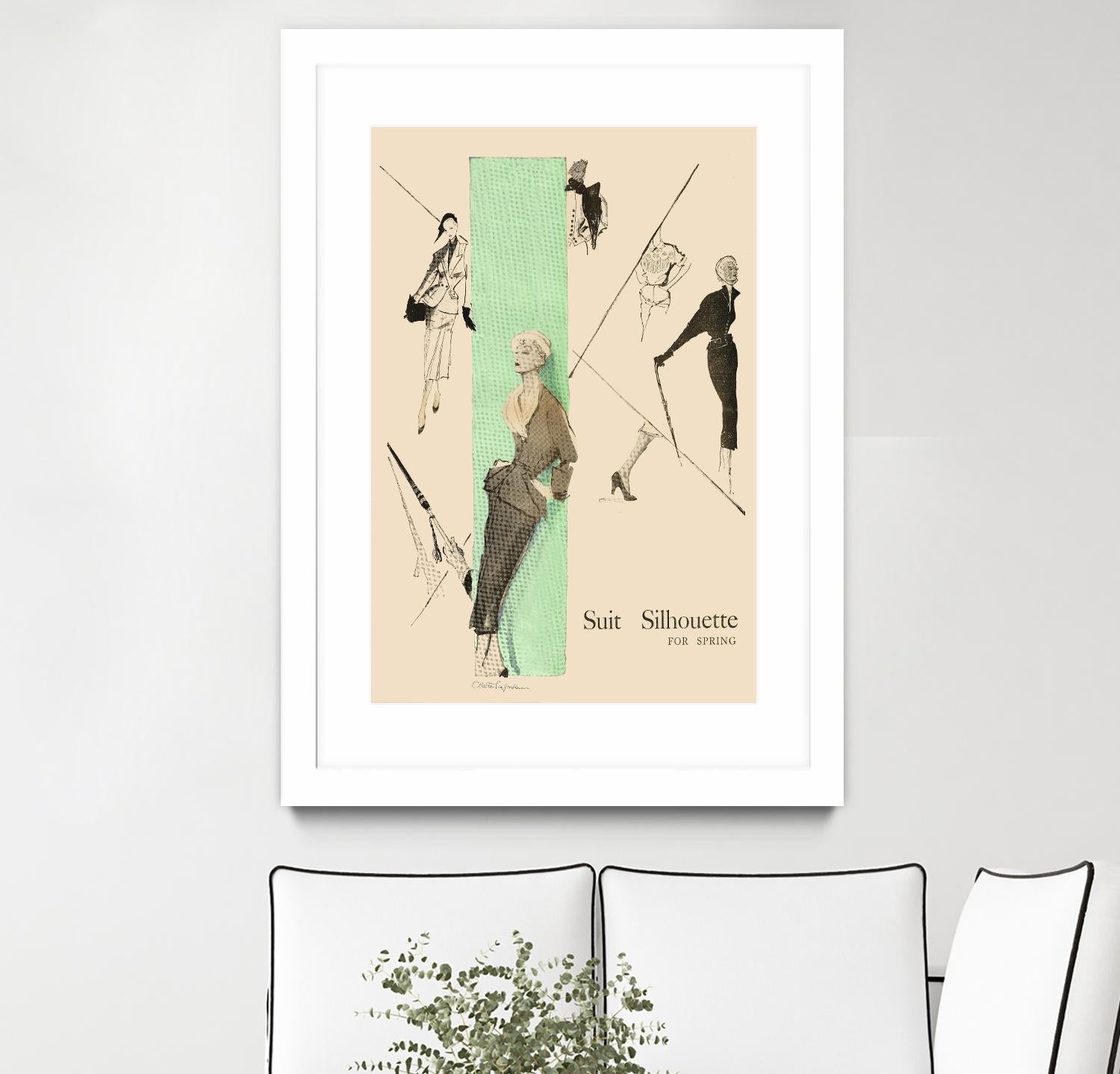 1950's Fashion - Suit Silouhette by Odette Lafontaine on GIANT ART - beige vintage woman