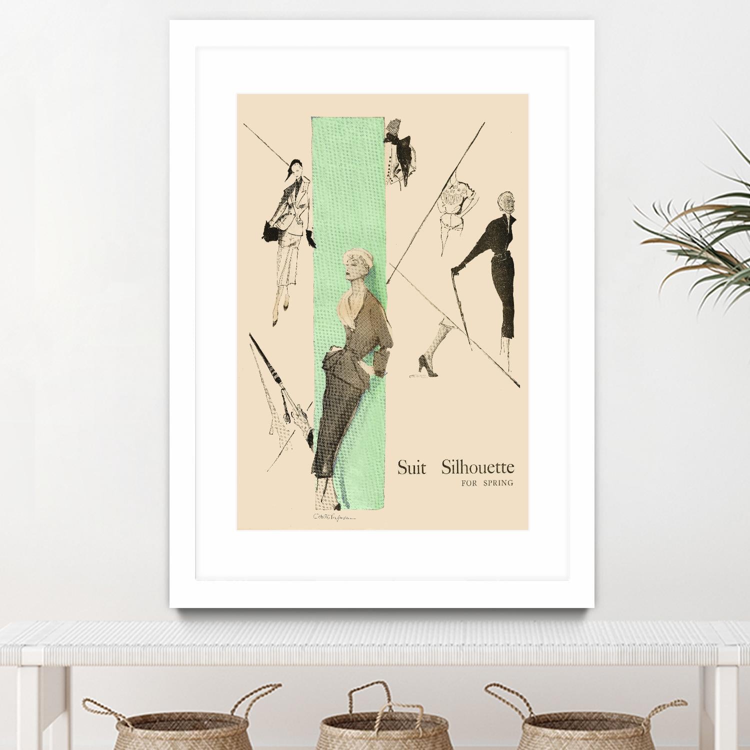 1950's Fashion - Suit Silouhette by Odette Lafontaine on GIANT ART - beige vintage woman