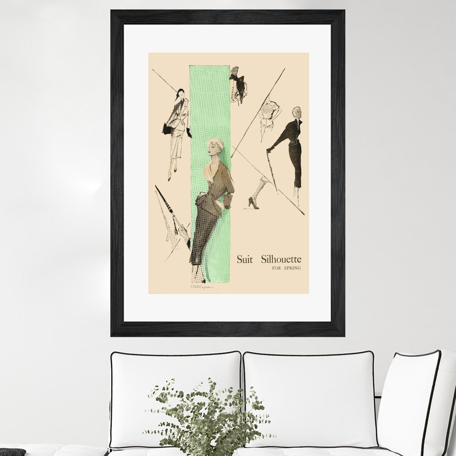 1950's Fashion - Suit Silouhette by Odette Lafontaine on GIANT ART - beige vintage woman