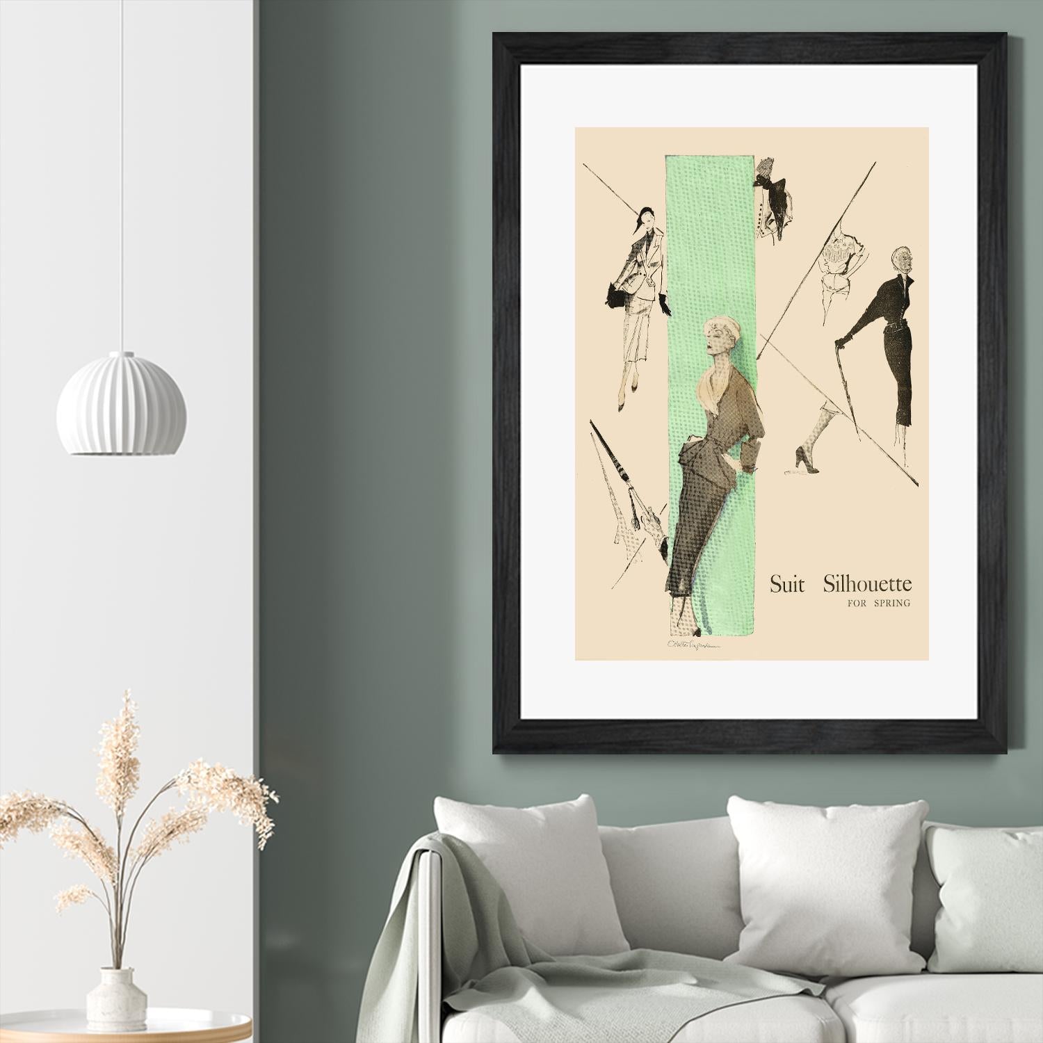 1950's Fashion - Suit Silouhette by Odette Lafontaine on GIANT ART - beige vintage woman