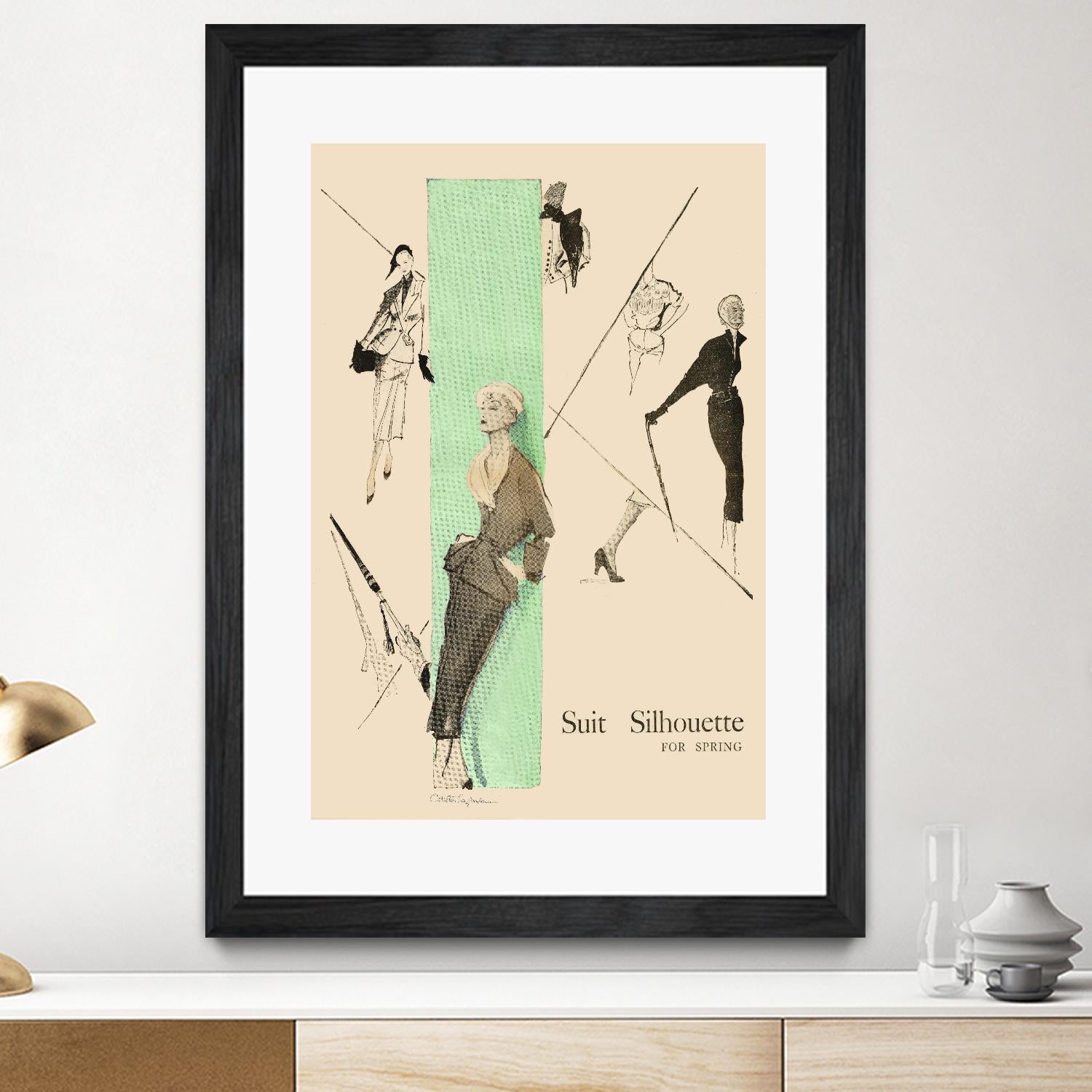 1950's Fashion - Suit Silouhette by Odette Lafontaine on GIANT ART - beige vintage woman