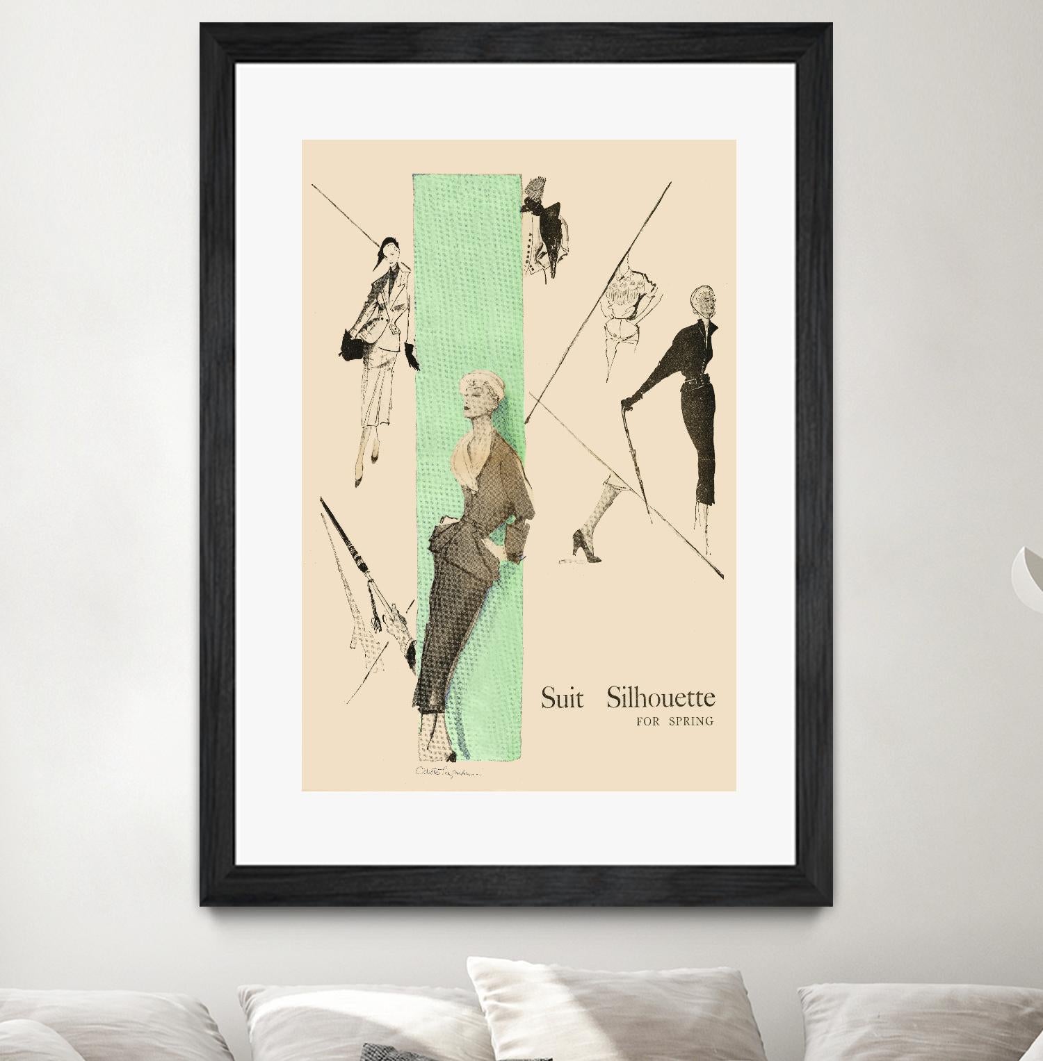 1950's Fashion - Suit Silouhette by Odette Lafontaine on GIANT ART - beige vintage woman