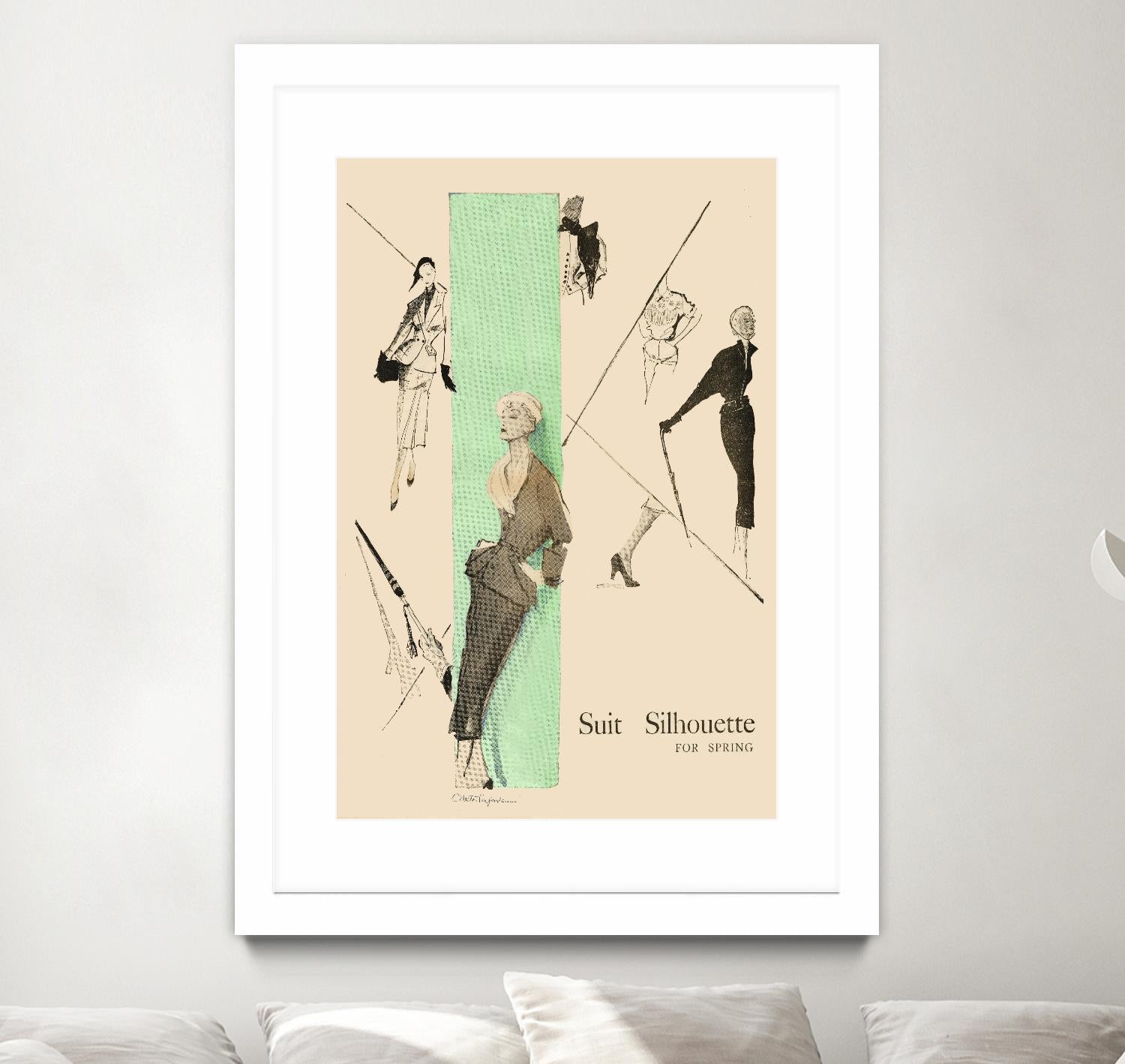 1950's Fashion - Suit Silouhette by Odette Lafontaine on GIANT ART - beige vintage woman