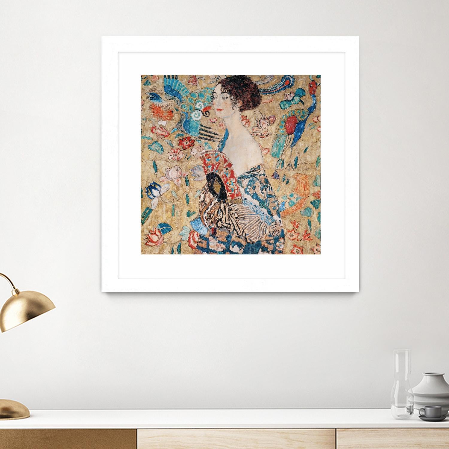 Woman with fan by Gustav Klimt on GIANT ART - gold masters féminité