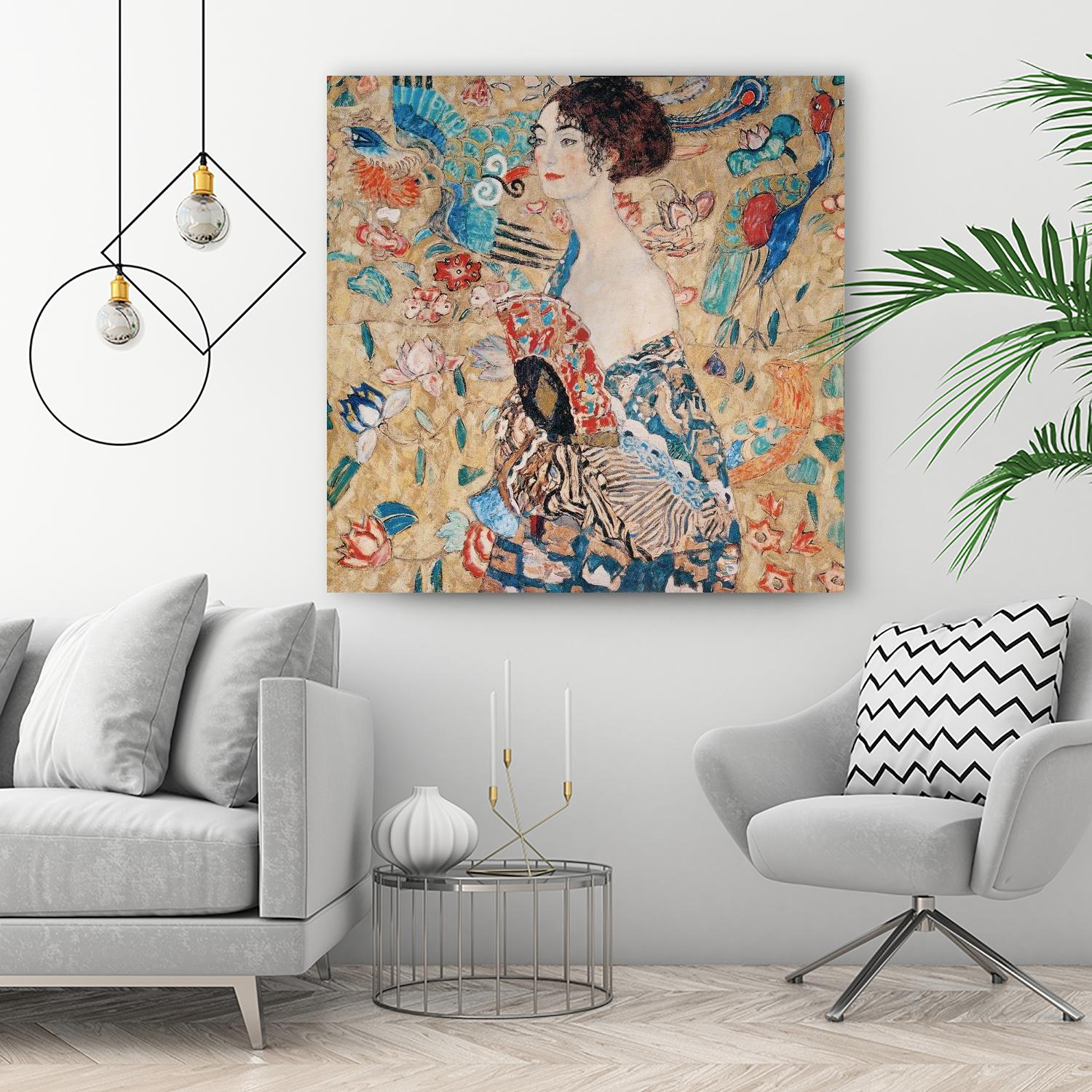 Woman with fan by Gustav Klimt on GIANT ART - gold masters féminité