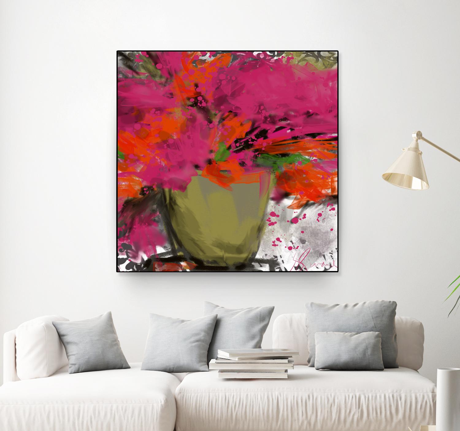 Summer time by Doris Savard on GIANT ART - orange flowers stylisé