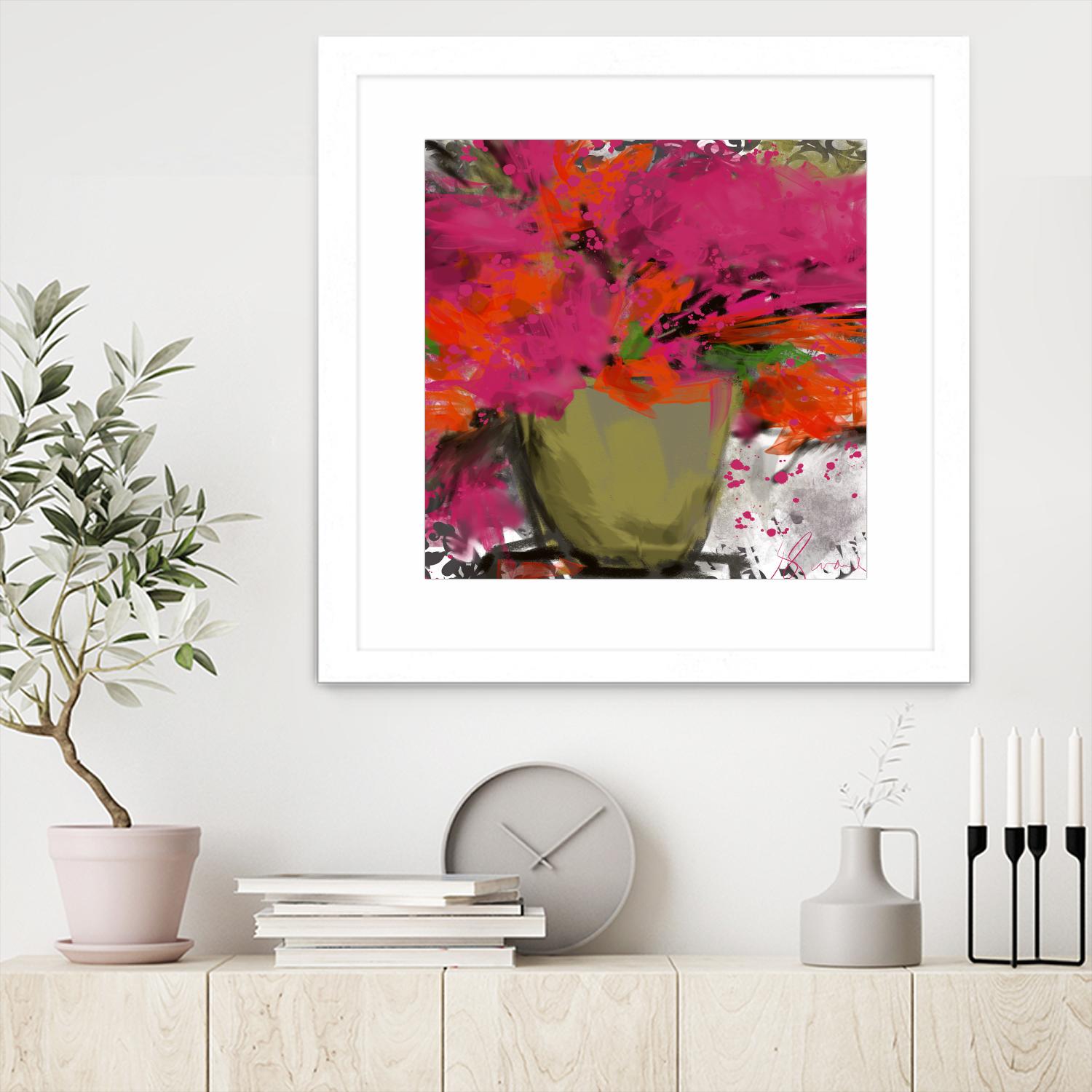 Summer time by Doris Savard on GIANT ART - orange flowers stylisé