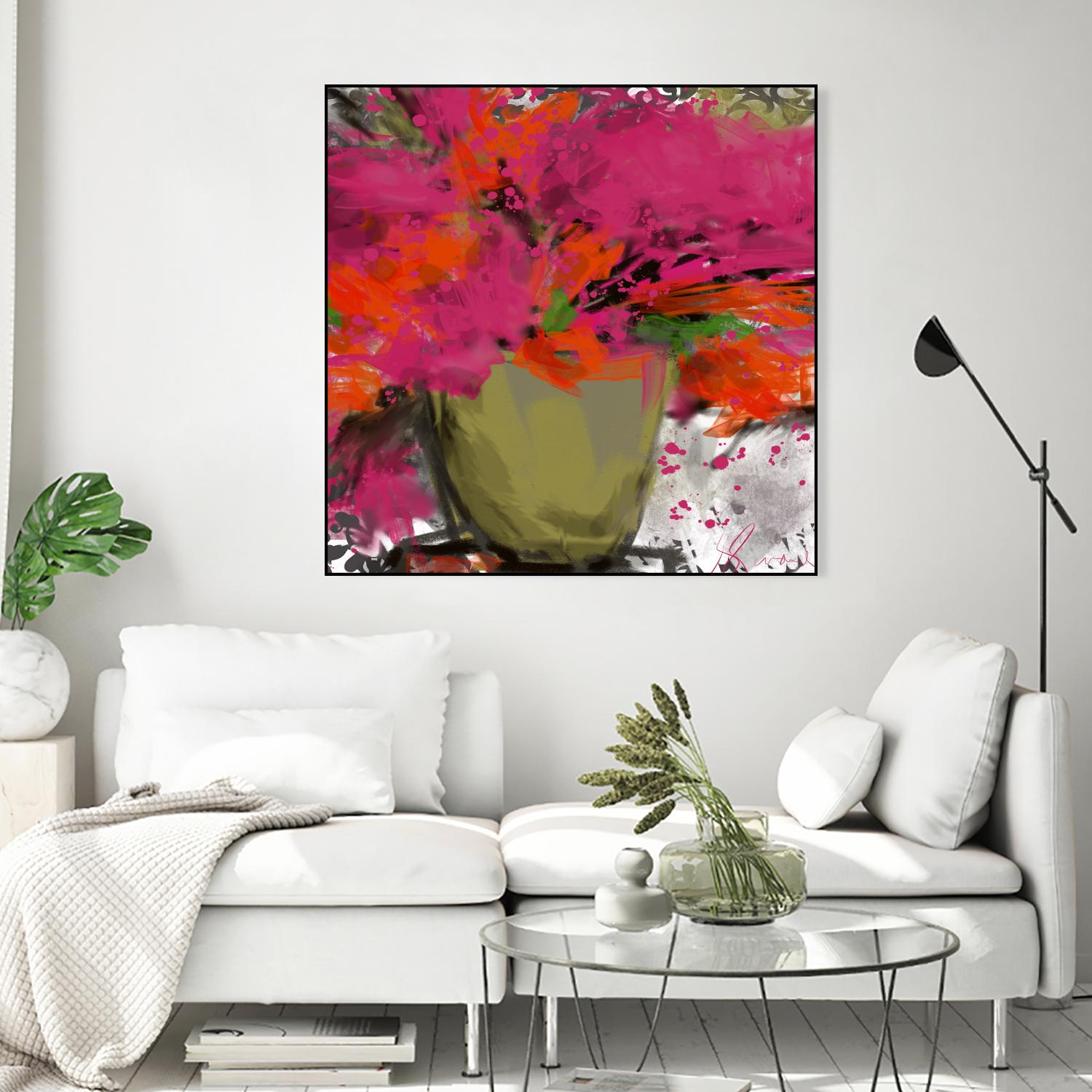 Summer time by Doris Savard on GIANT ART - orange flowers stylisé