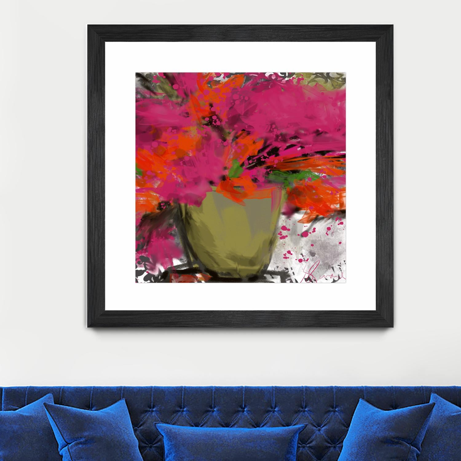 Summer time by Doris Savard on GIANT ART - orange flowers stylisé