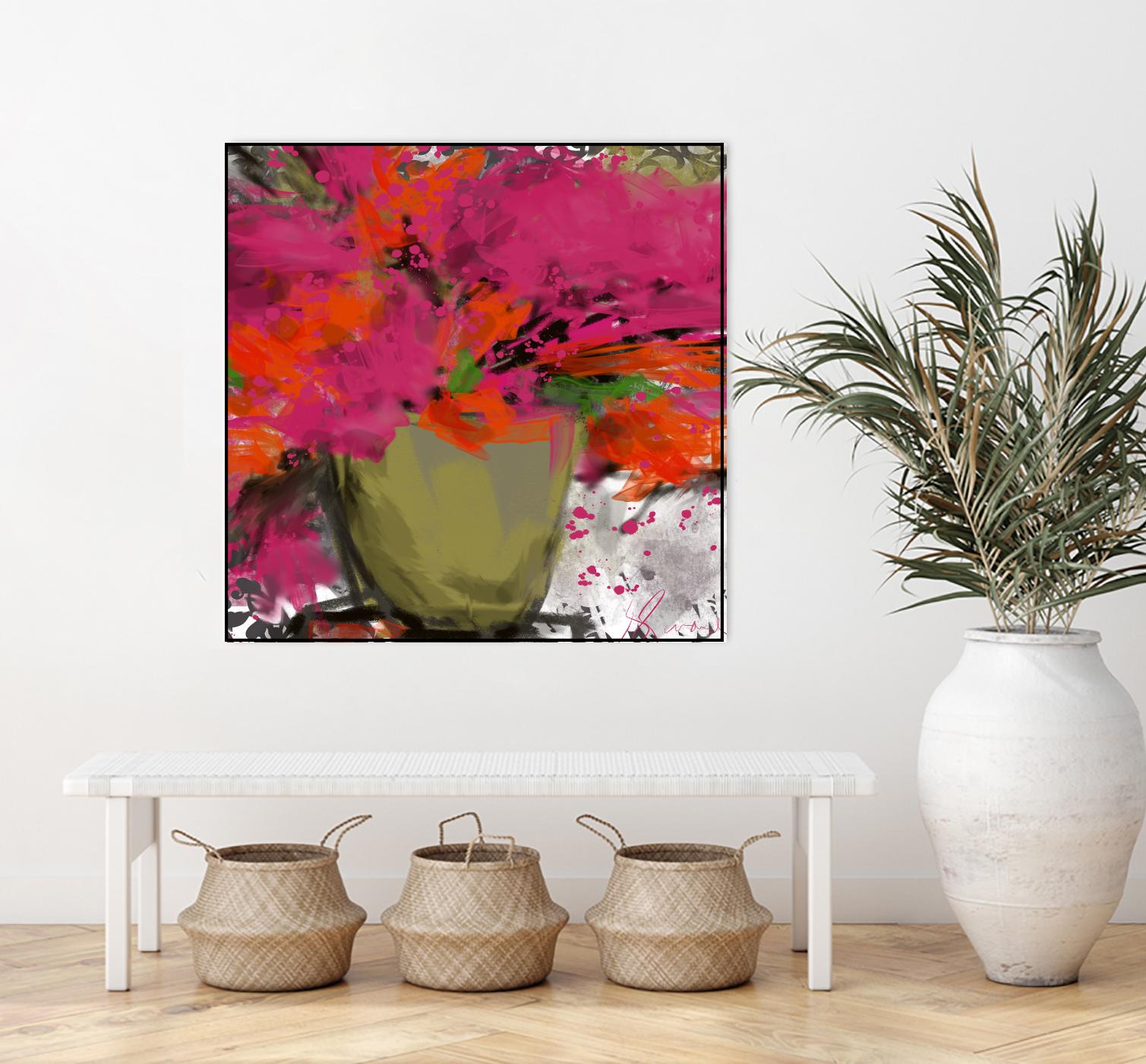 Summer time by Doris Savard on GIANT ART - orange flowers stylisé