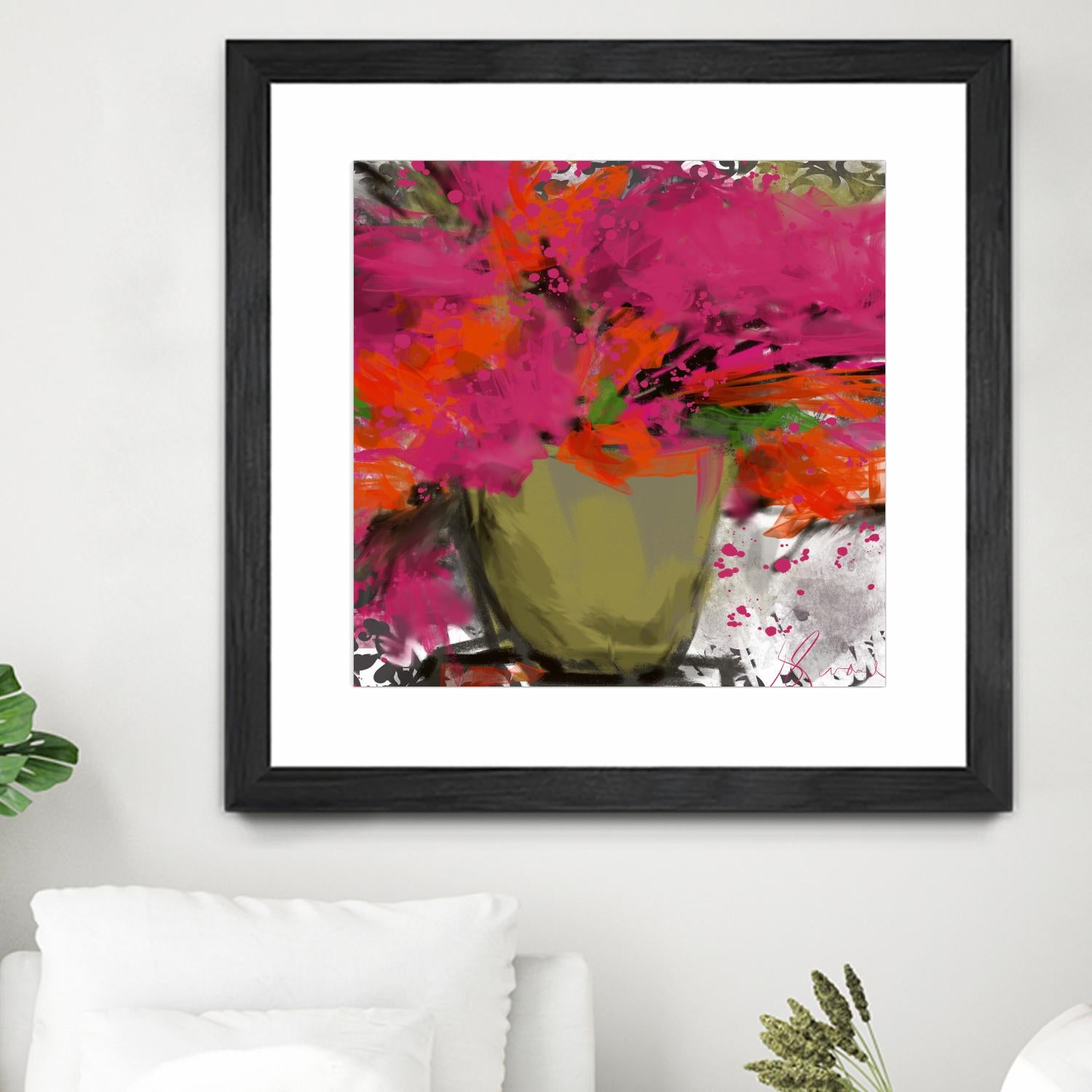 Summer time by Doris Savard on GIANT ART - orange flowers stylisé