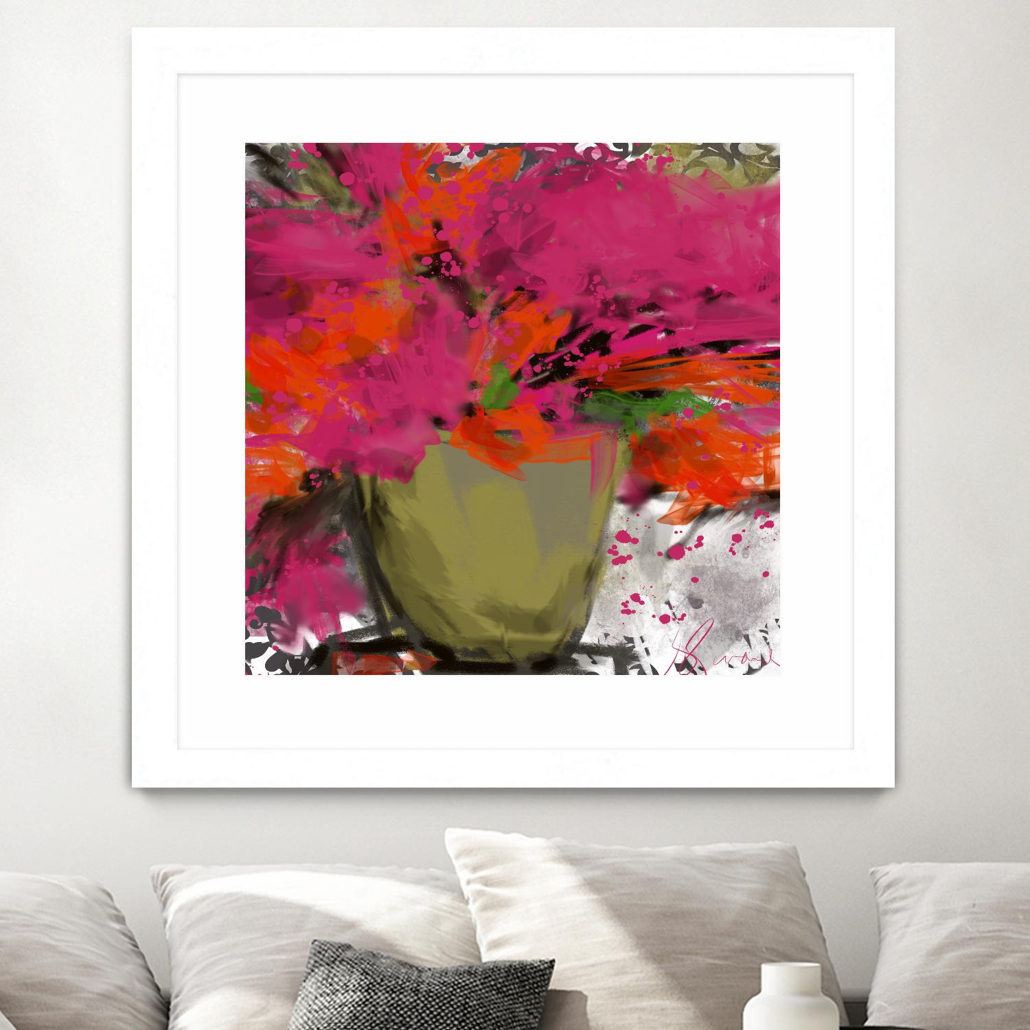 Summer time by Doris Savard on GIANT ART - orange flowers stylisé