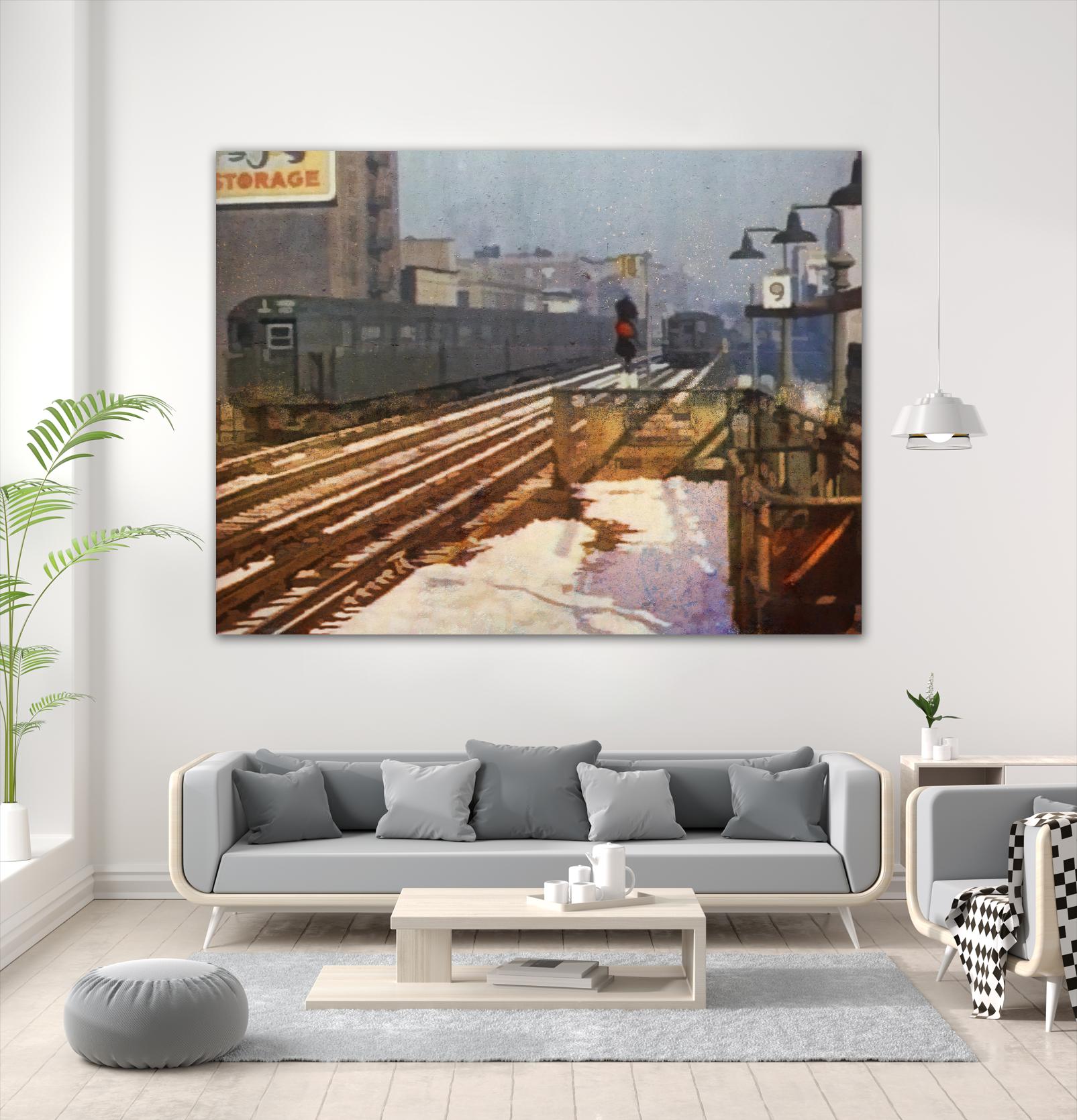 New York 1949 - 4 by Jean-François Dupuis on GIANT ART - beige city scene wagon