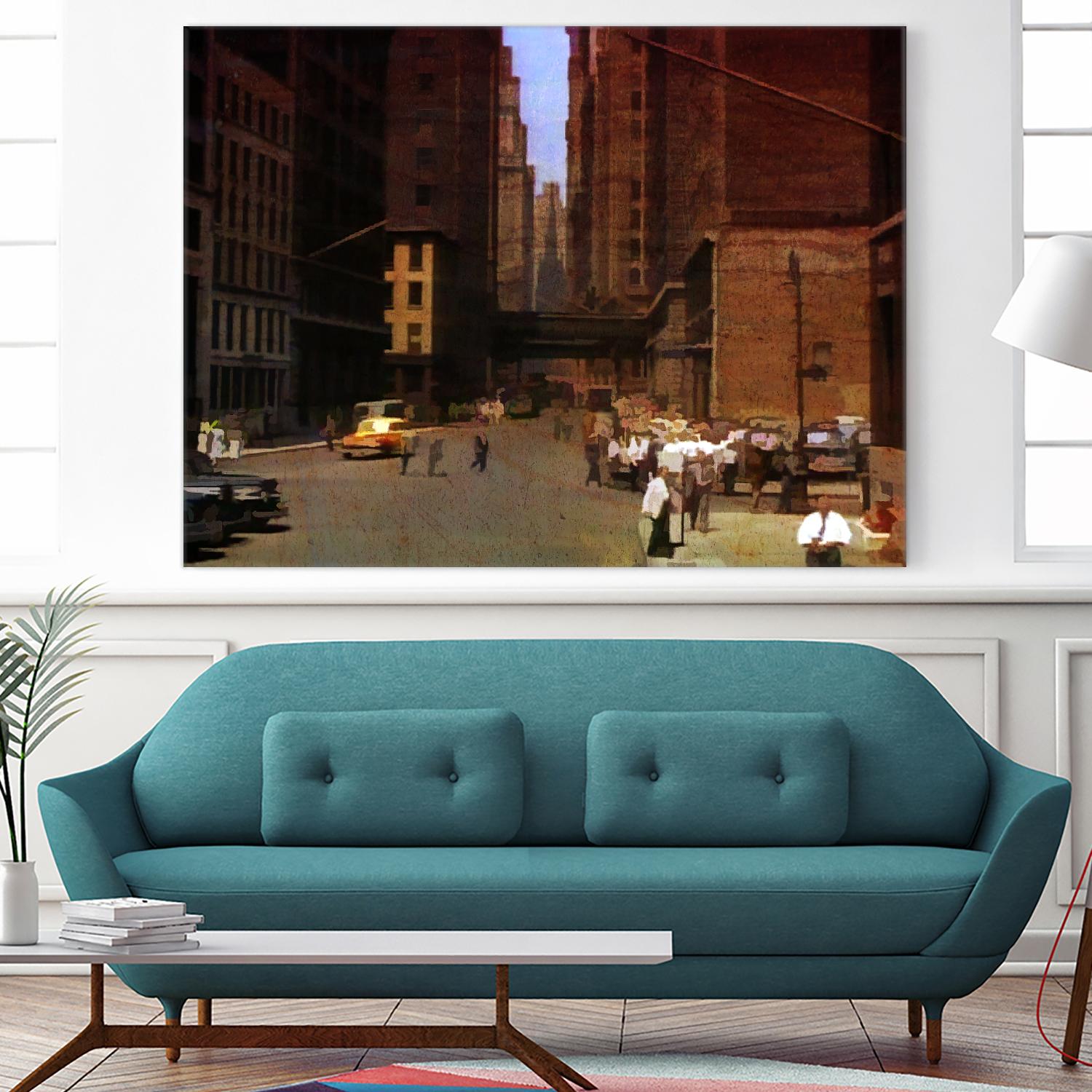 New York 1949 - 2 by Jean-François Dupuis on GIANT ART - beige city scene ouvriers