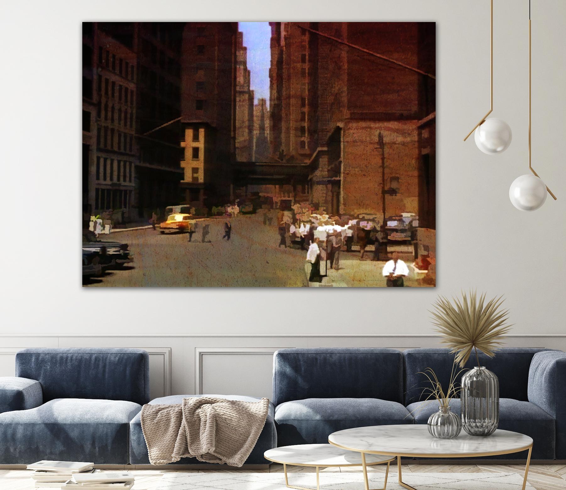 New York 1949 - 2 by Jean-François Dupuis on GIANT ART - beige city scene ouvriers