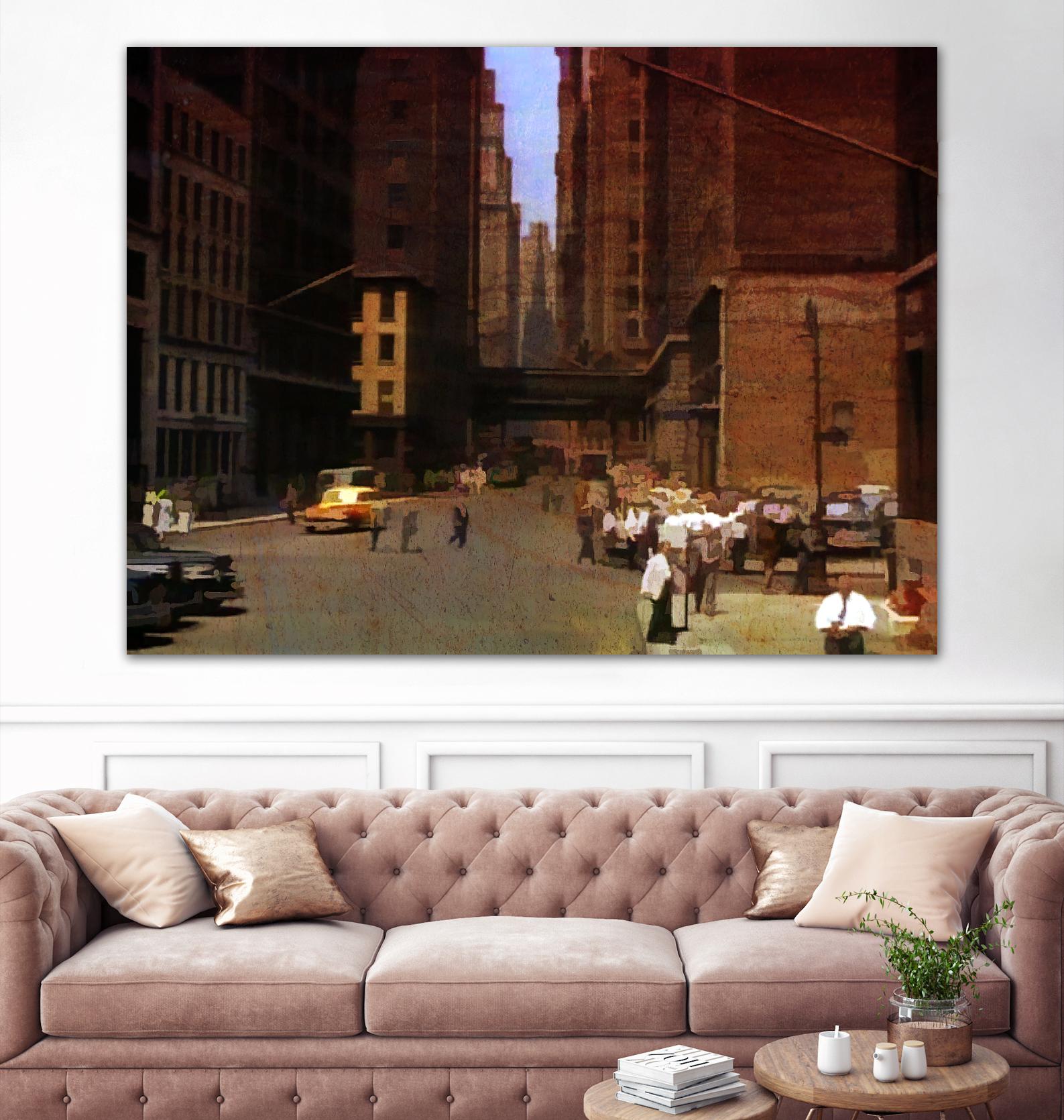 New York 1949 - 2 by Jean-François Dupuis on GIANT ART - beige city scene ouvriers