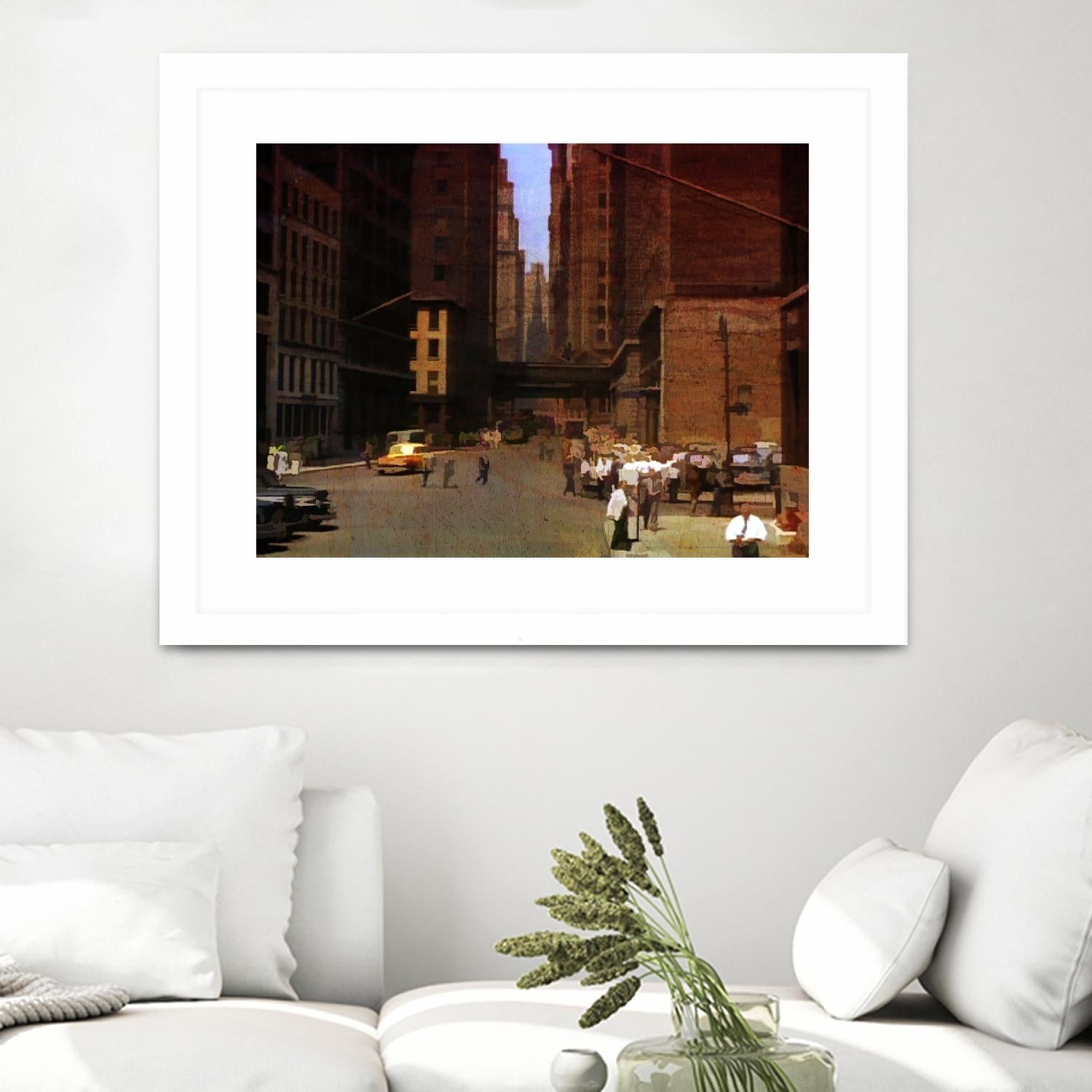 New York 1949 - 2 by Jean-François Dupuis on GIANT ART - beige city scene ouvriers