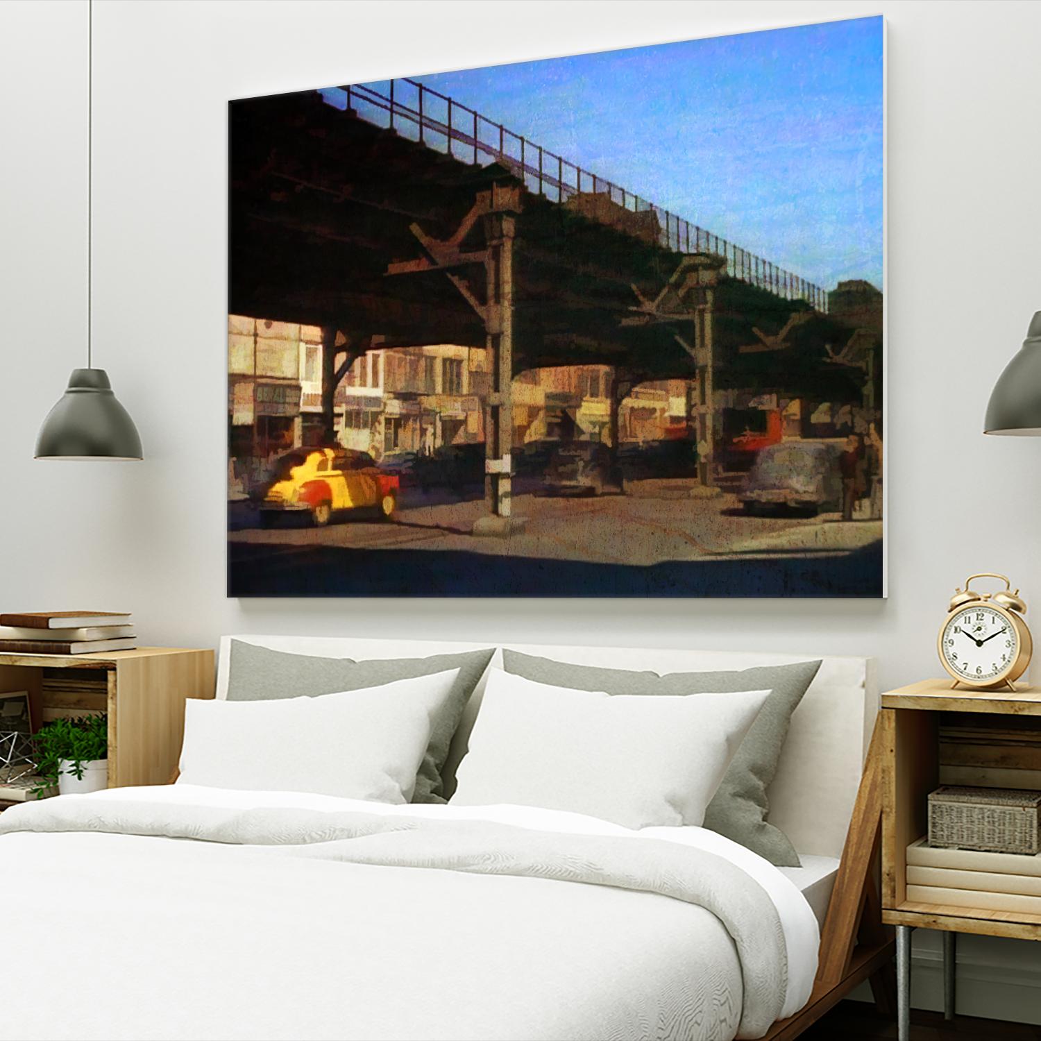 New York 1949 - 1 by Jean-François Dupuis on GIANT ART - blue city scene pont