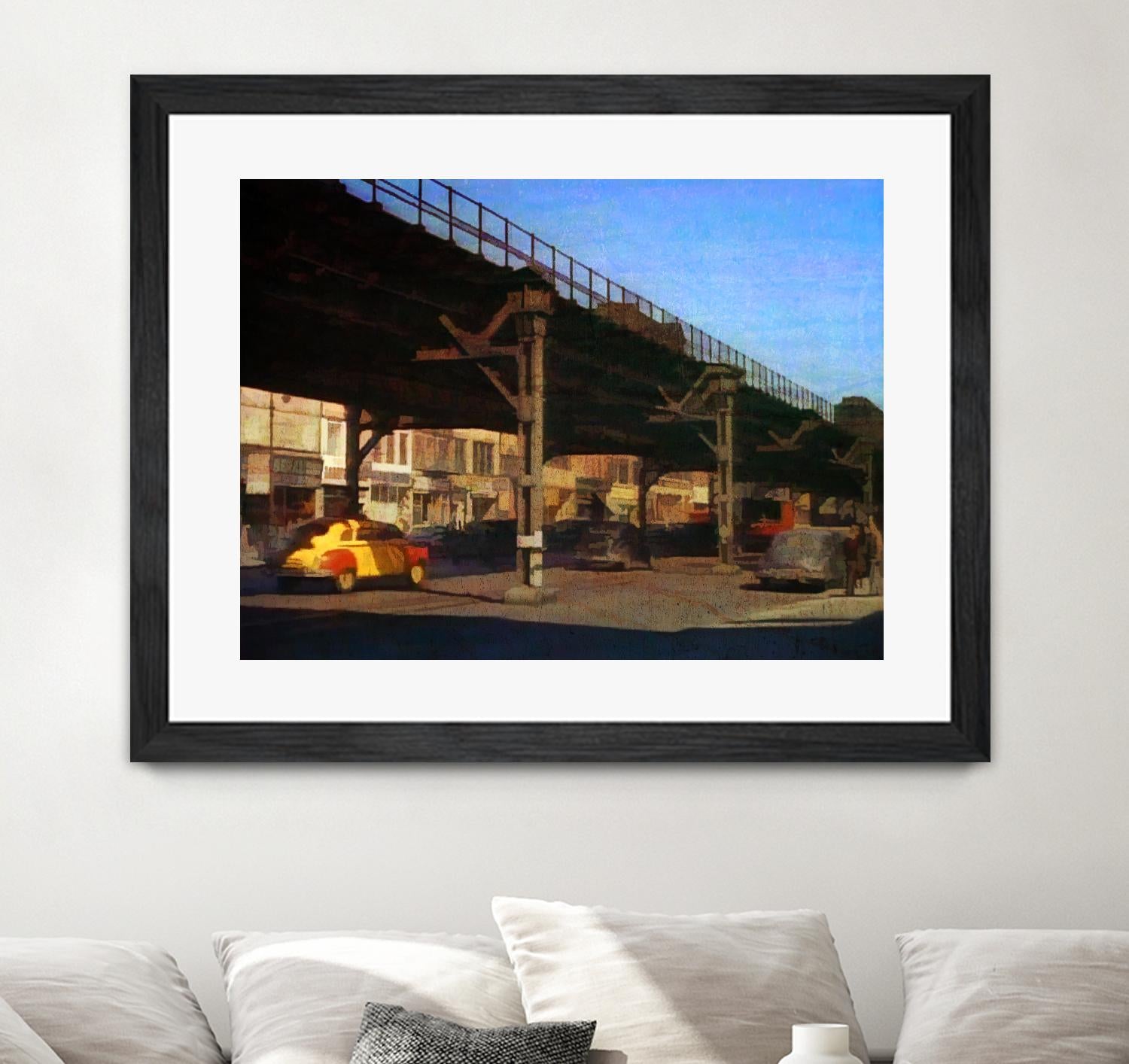 New York 1949 - 1 by Jean-François Dupuis on GIANT ART - blue city scene pont