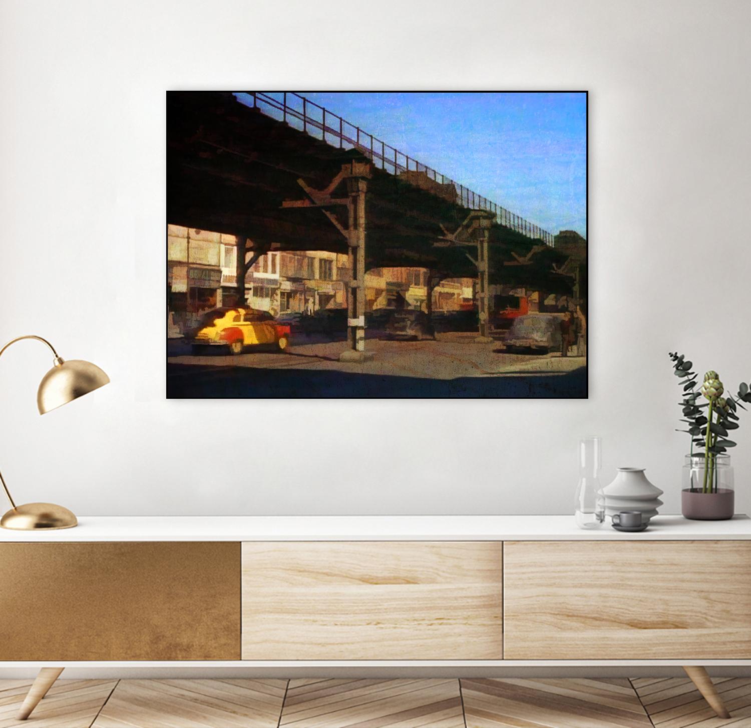 New York 1949 - 1 by Jean-François Dupuis on GIANT ART - blue city scene pont