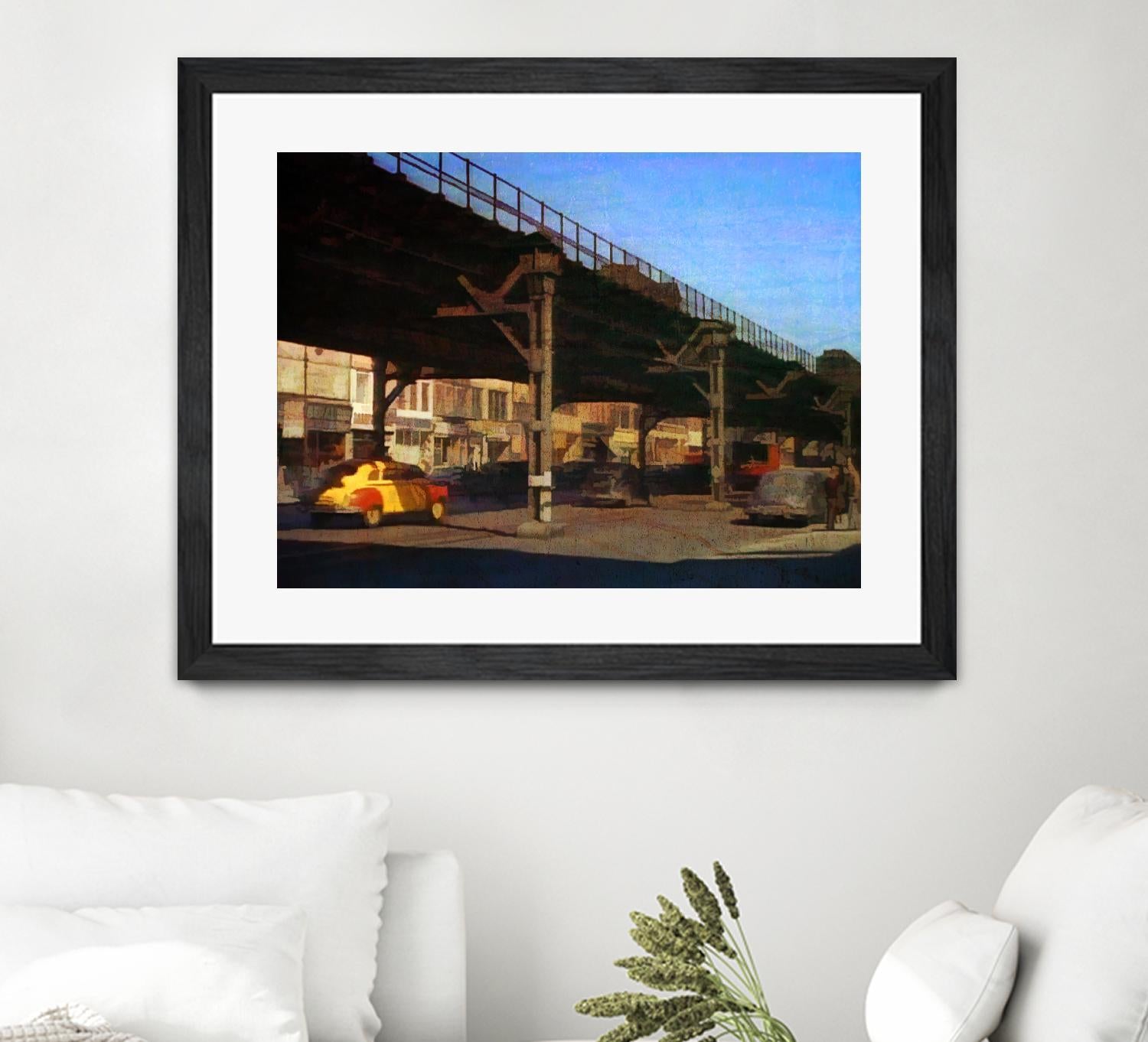 New York 1949 - 1 by Jean-François Dupuis on GIANT ART - blue city scene pont