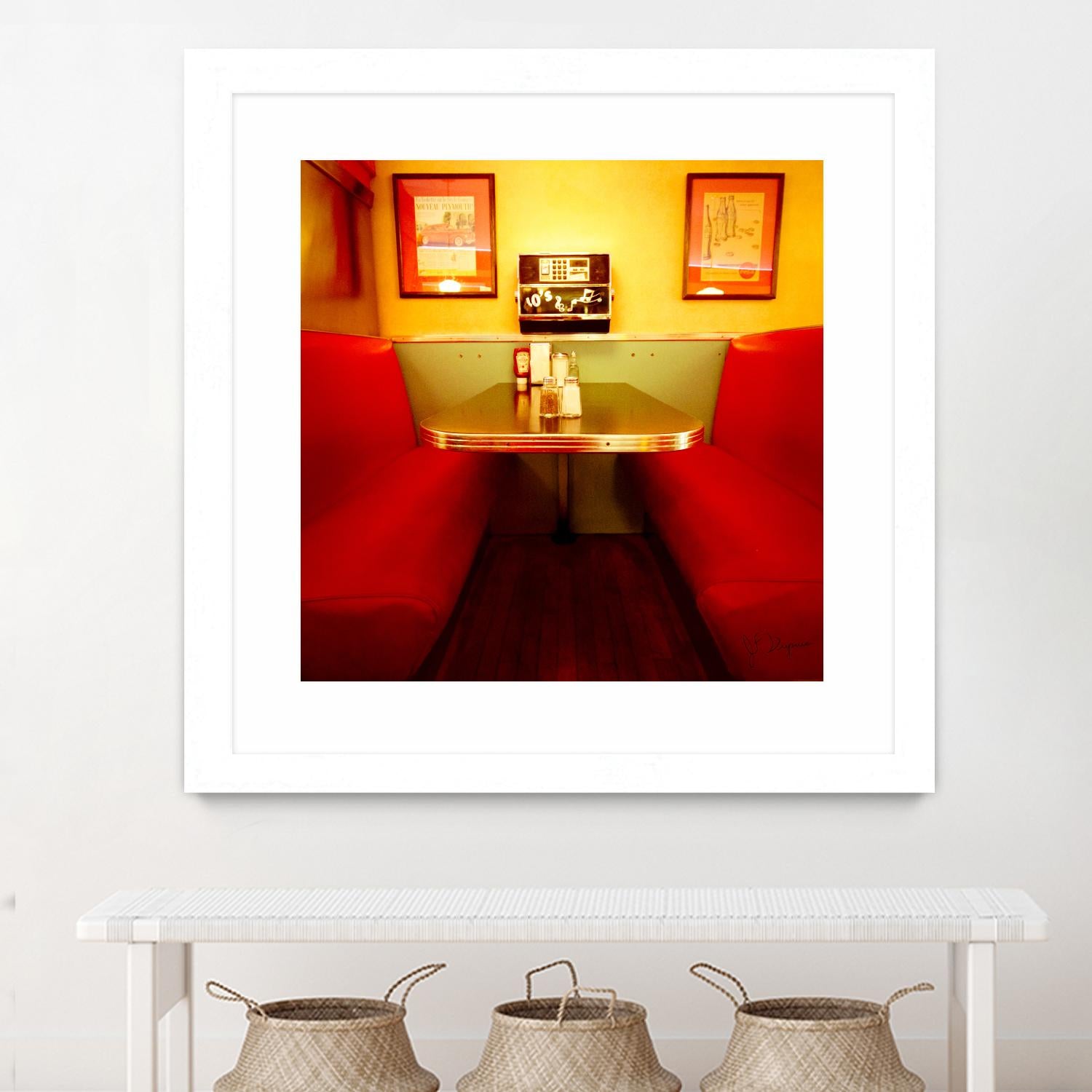 1945's diner IX by Jean-François Dupuis on GIANT ART - red vintage bench
