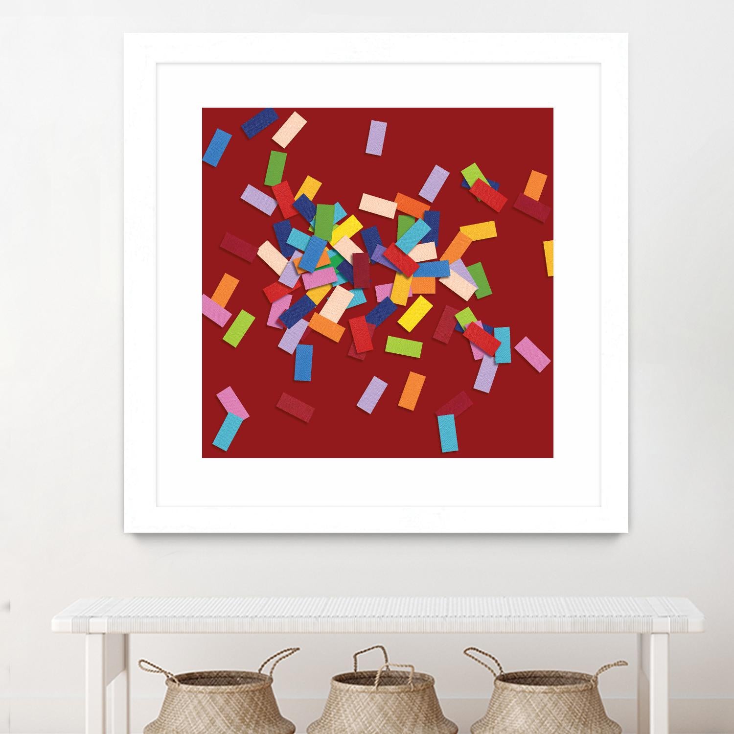 CONFETTI B -rouge by Celine Cimon on GIANT ART - red abstract canadian