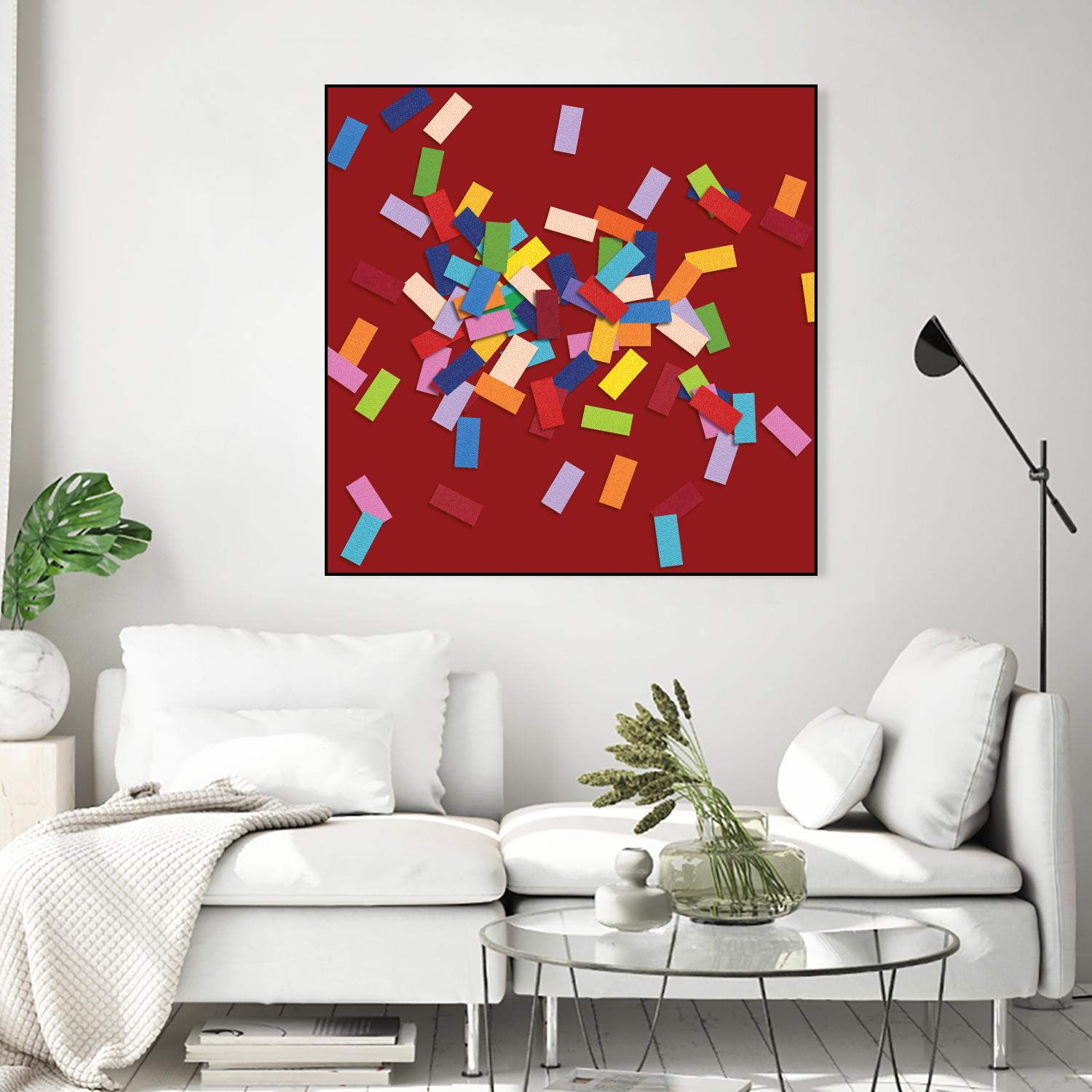 CONFETTI B -rouge by Celine Cimon on GIANT ART - red abstract canadian