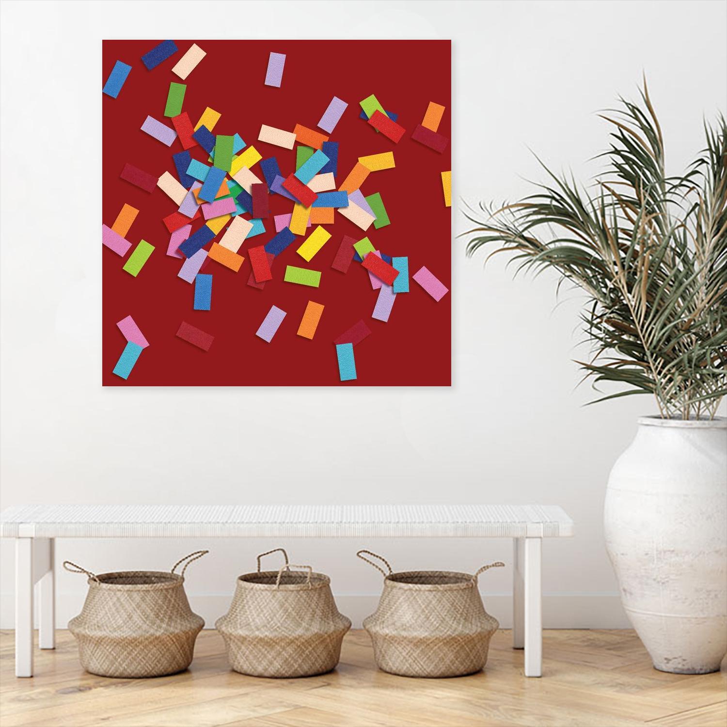 CONFETTI B -rouge by Celine Cimon on GIANT ART - red abstract canadian