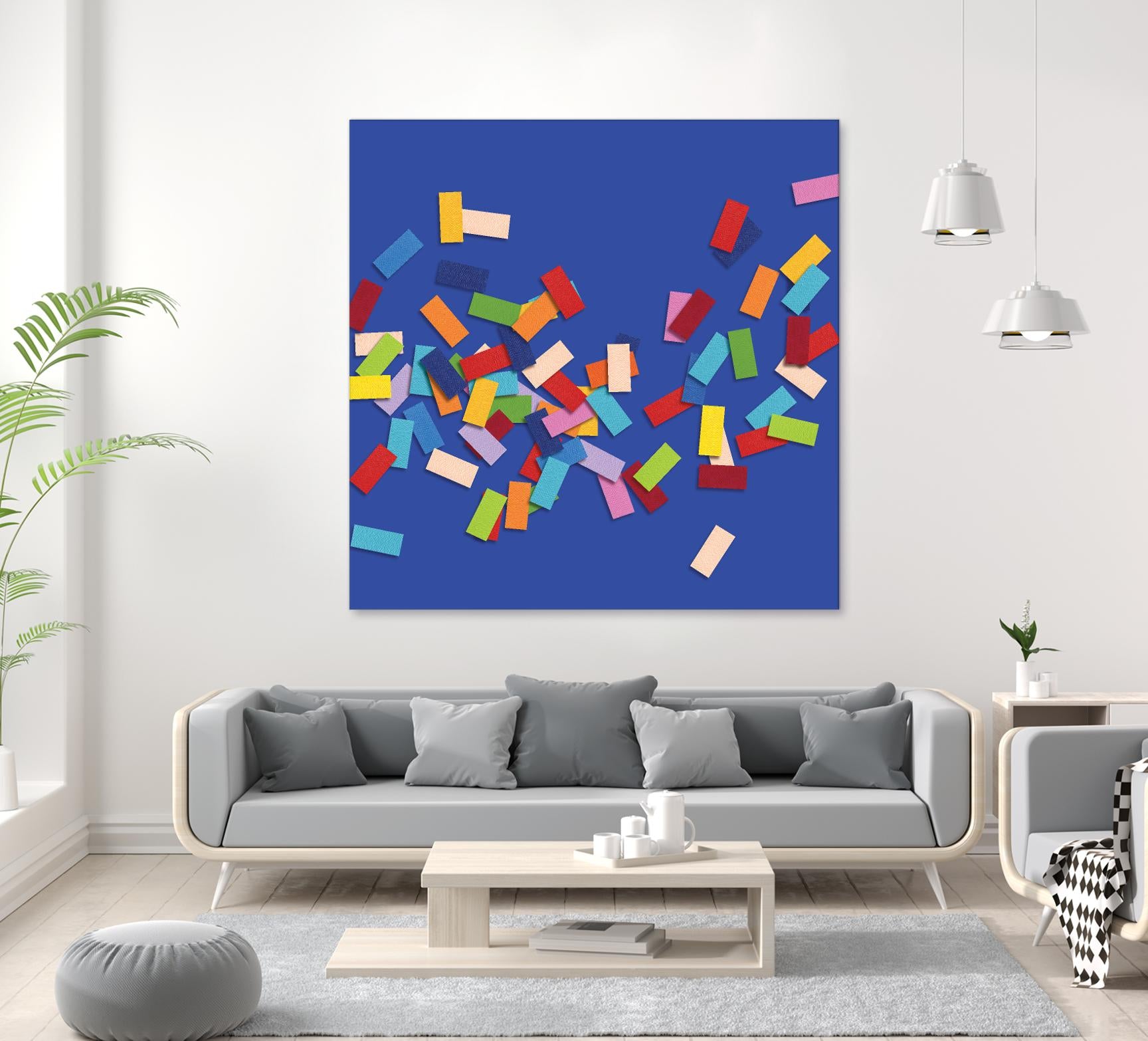 CONFETTI C -bleu by Celine Cimon on GIANT ART - blue abstract canadian