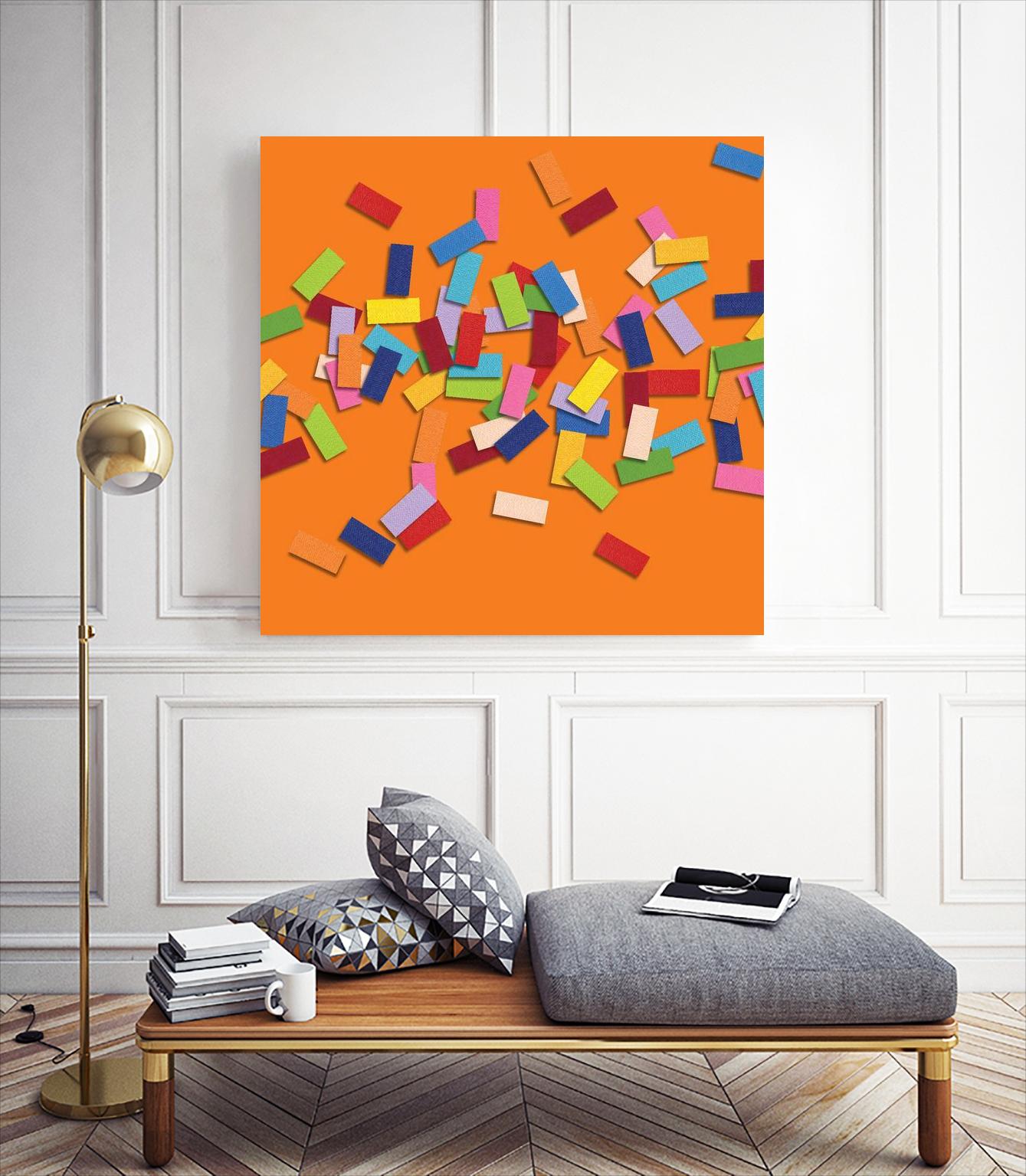 CONFETTI D -orange by Celine Cimon on GIANT ART - orange abstract canadian