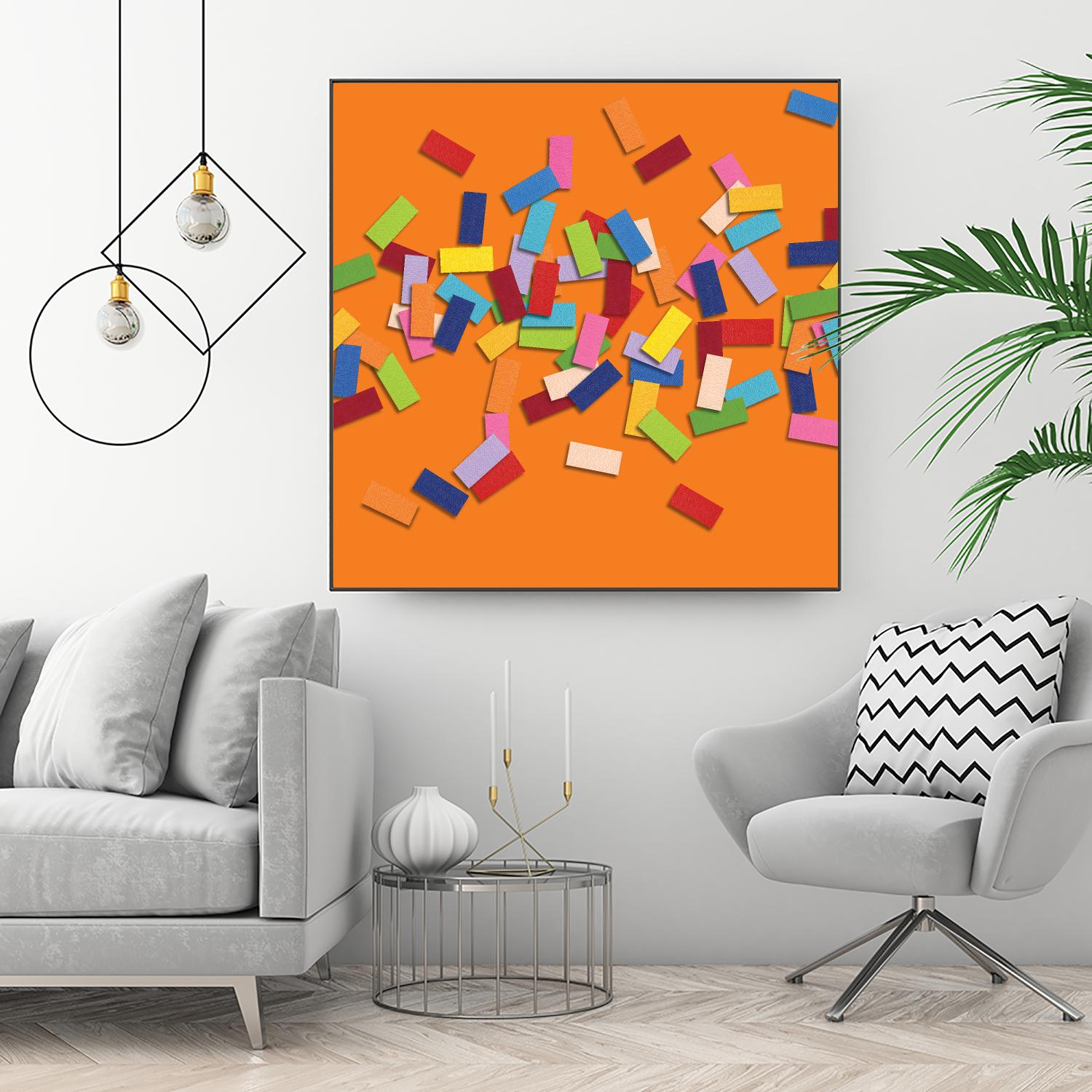 CONFETTI D -orange by Celine Cimon on GIANT ART - orange abstract canadian