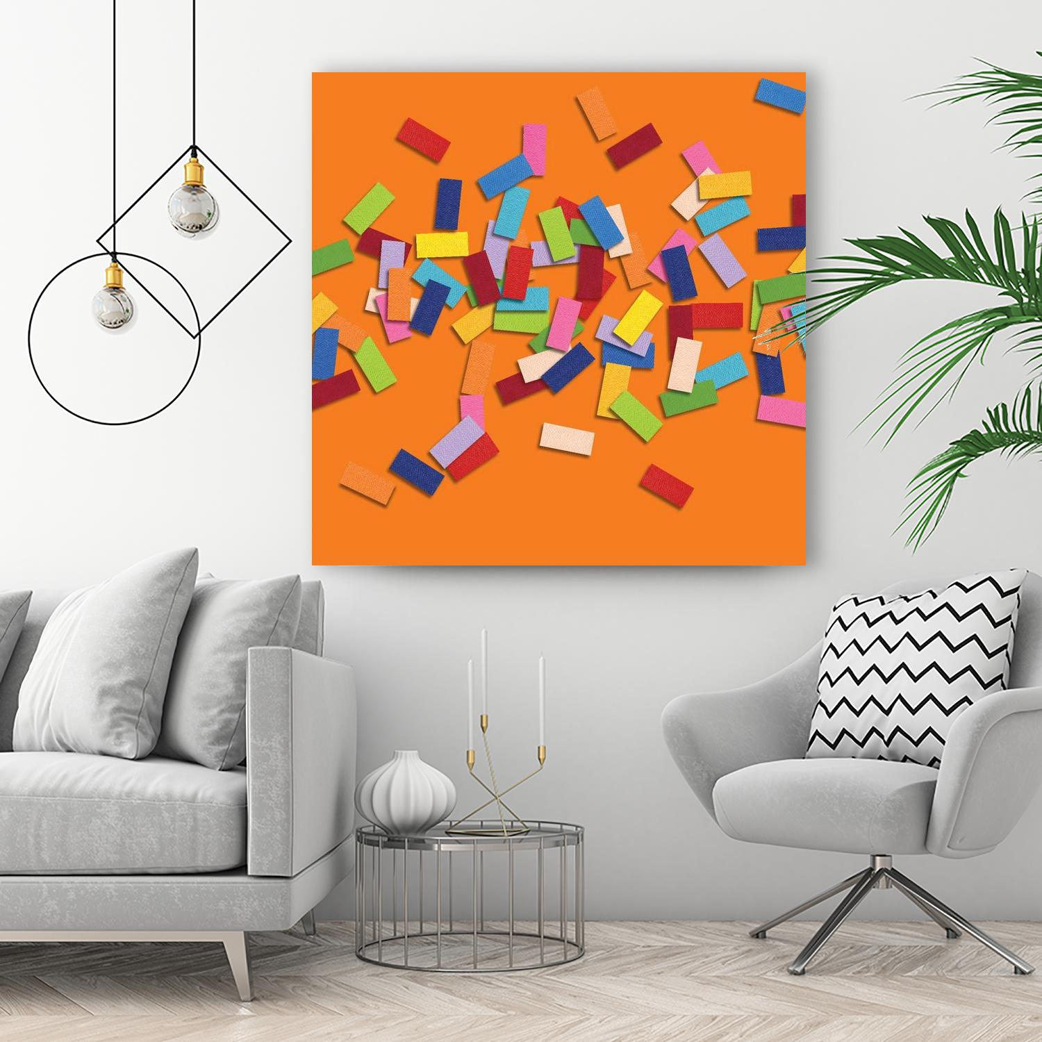 CONFETTI D -orange by Celine Cimon on GIANT ART - orange abstract canadian
