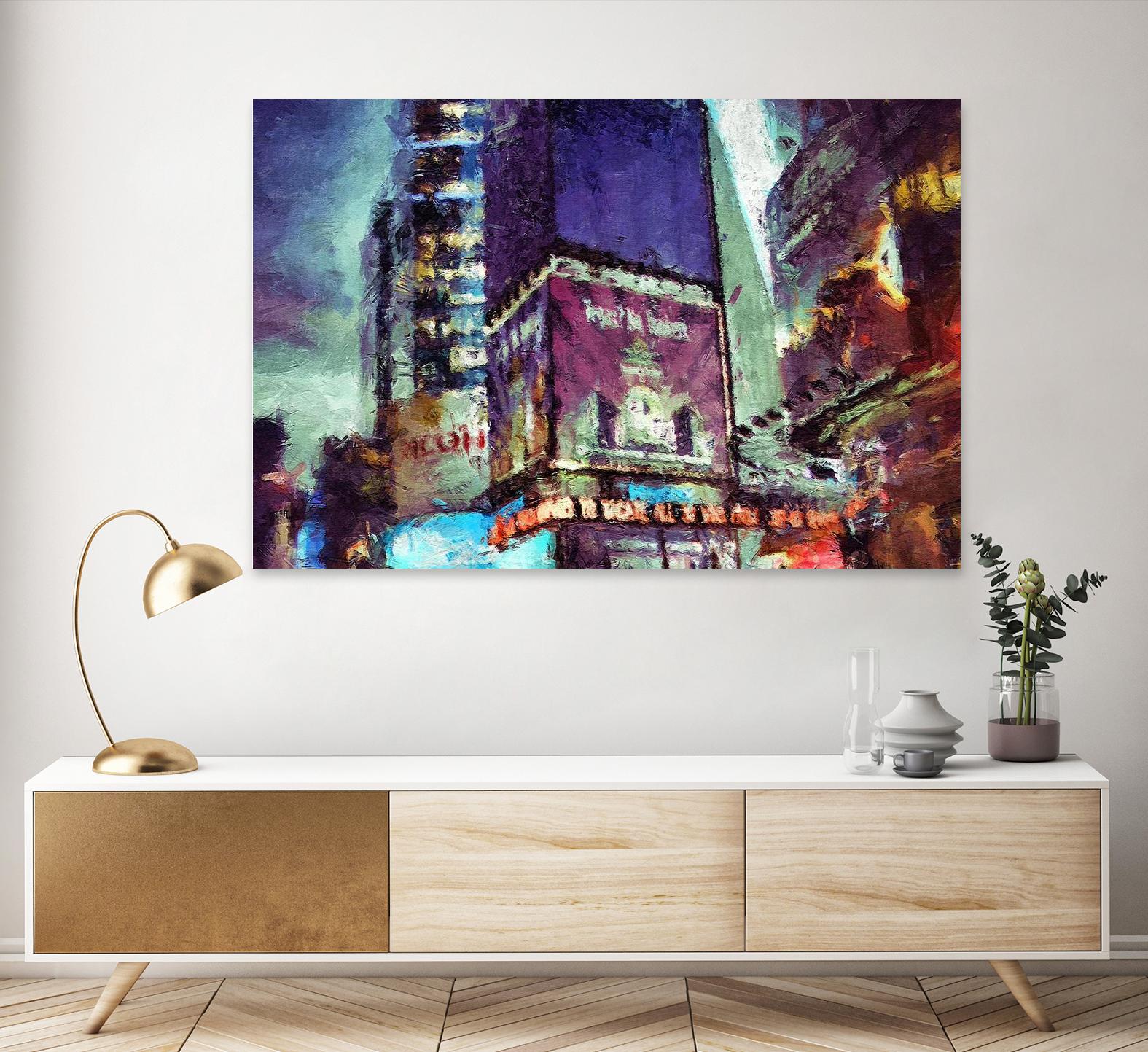 Painted City V by Jean-François Dupuis on GIANT ART - pink architecture new-york