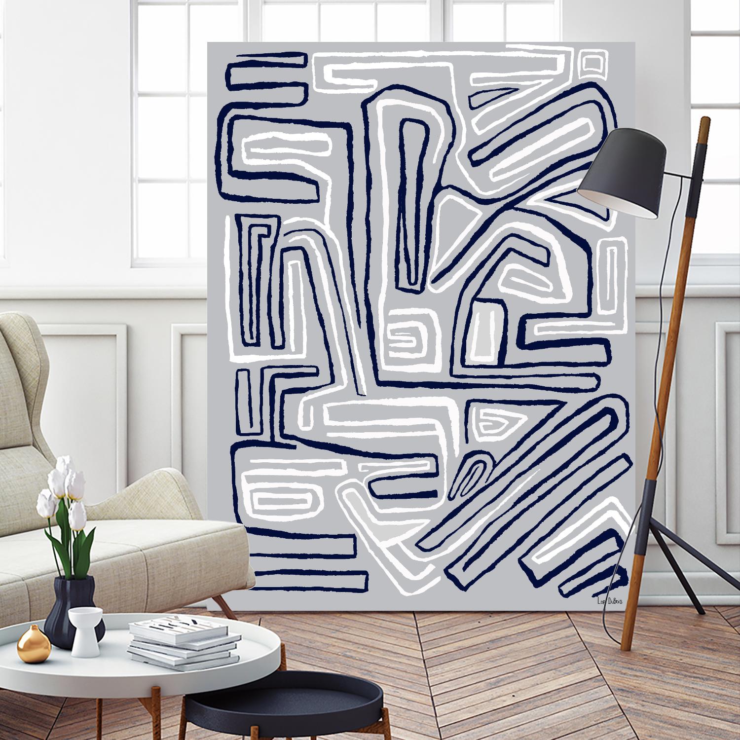 Centric -Blue Ice - 8 by Lori Dubois on GIANT ART - grey linear