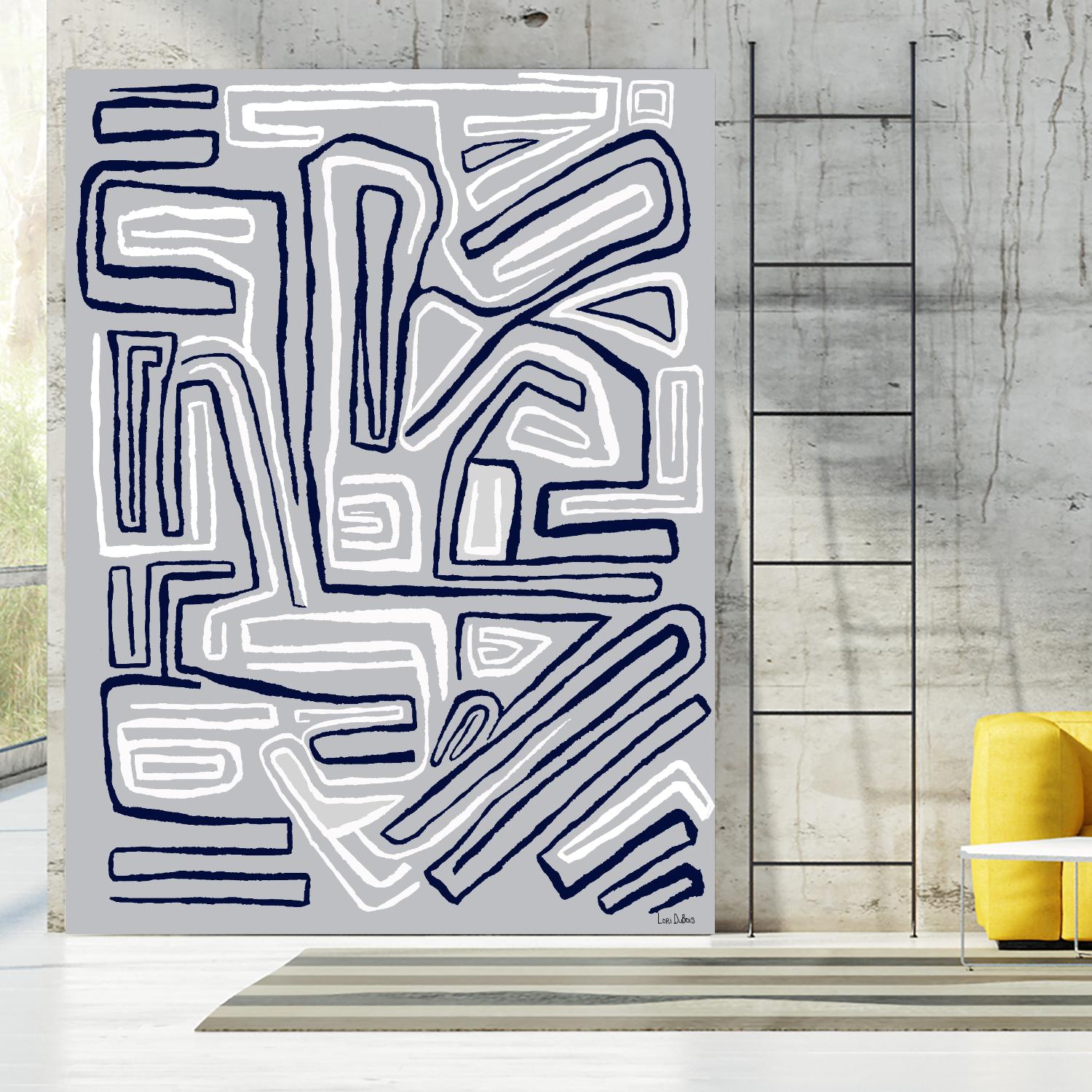 Centric -Blue Ice - 8 by Lori Dubois on GIANT ART - grey linear