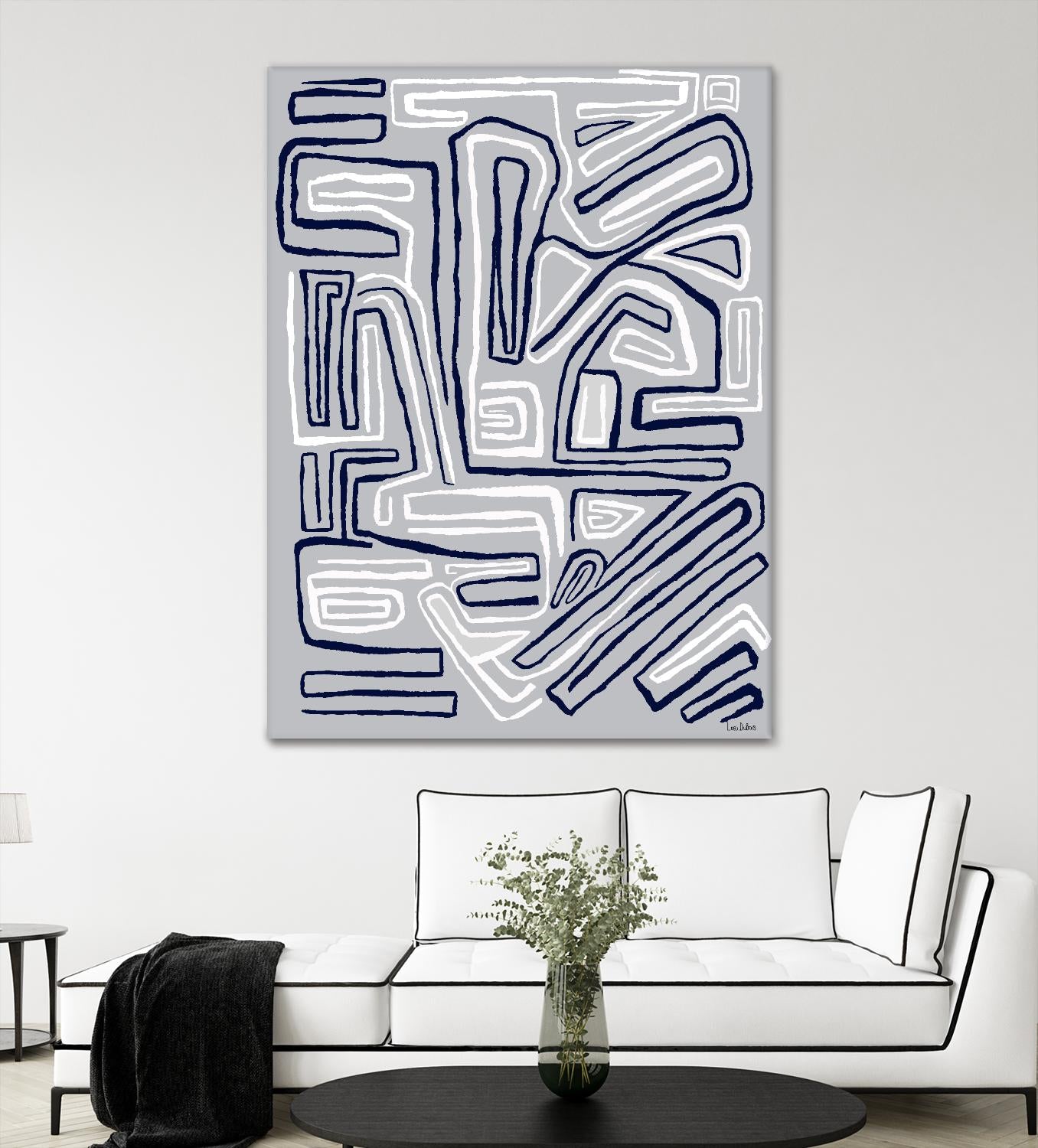 Centric -Blue Ice - 8 by Lori Dubois on GIANT ART - grey linear