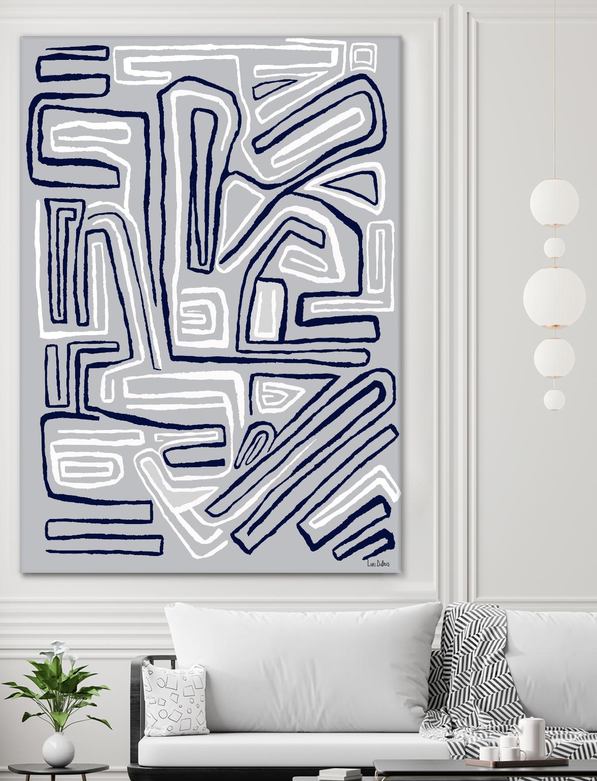 Centric -Blue Ice - 8 by Lori Dubois on GIANT ART - grey linear