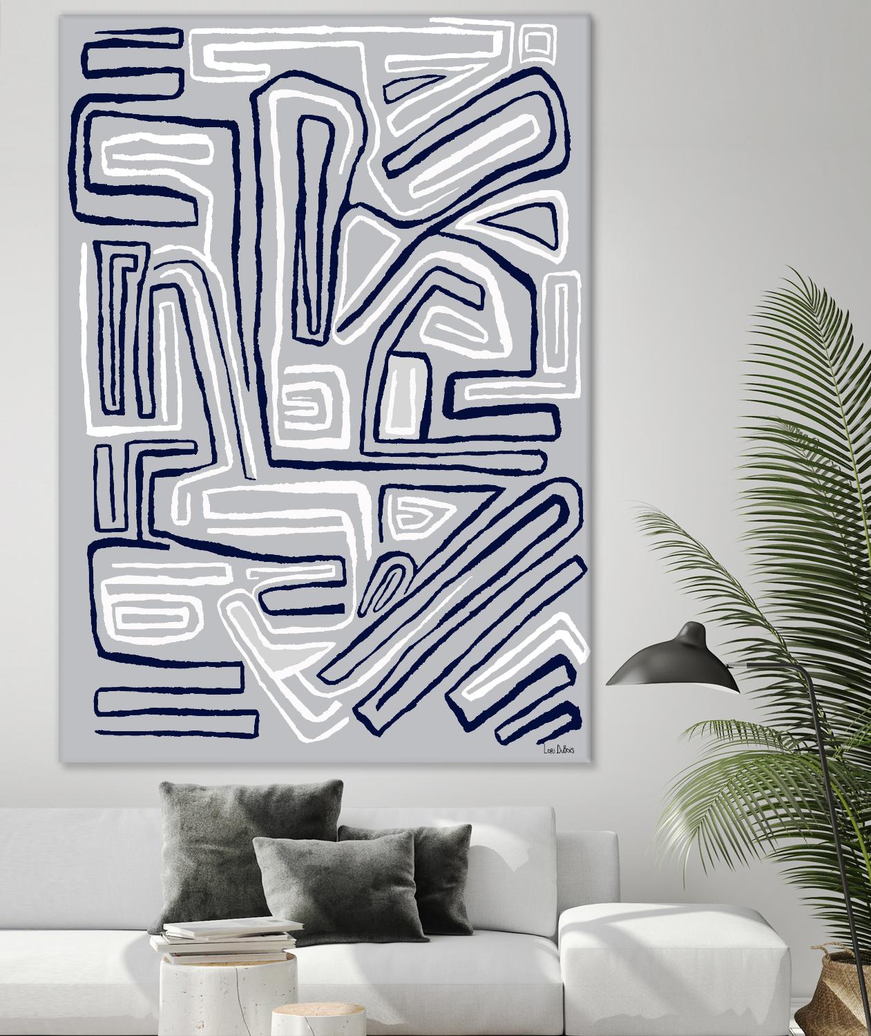 Centric -Blue Ice - 8 by Lori Dubois on GIANT ART - grey linear