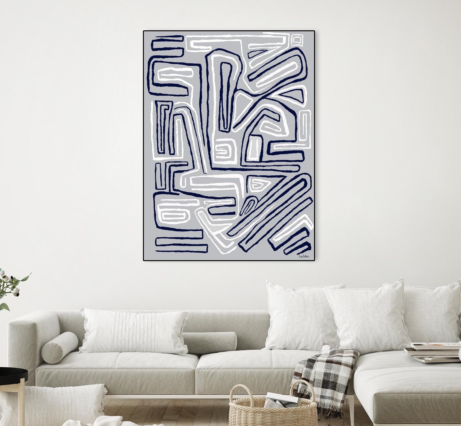 Centric -Blue Ice - 8 by Lori Dubois on GIANT ART - grey linear