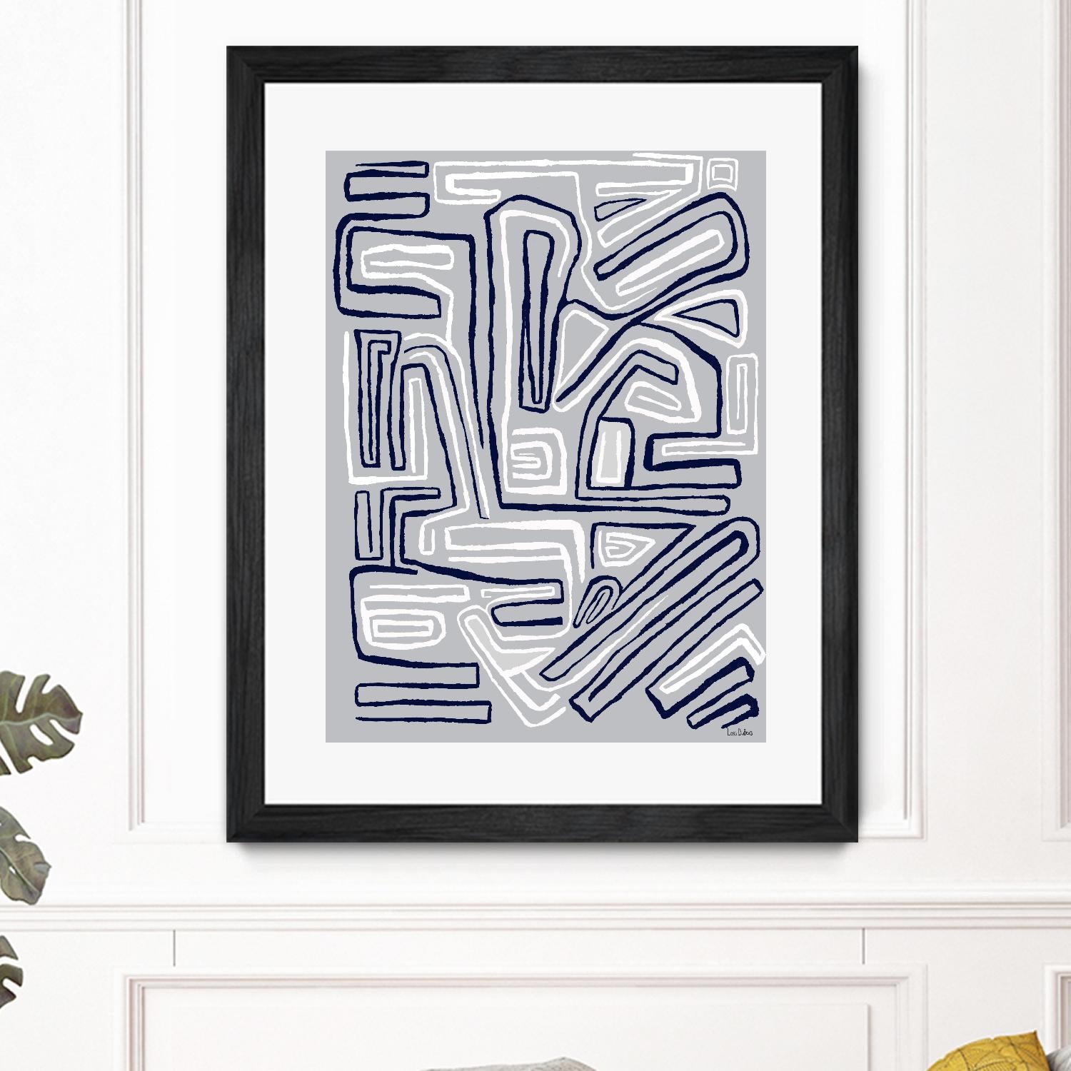 Centric -Blue Ice - 8 by Lori Dubois on GIANT ART - blue linear