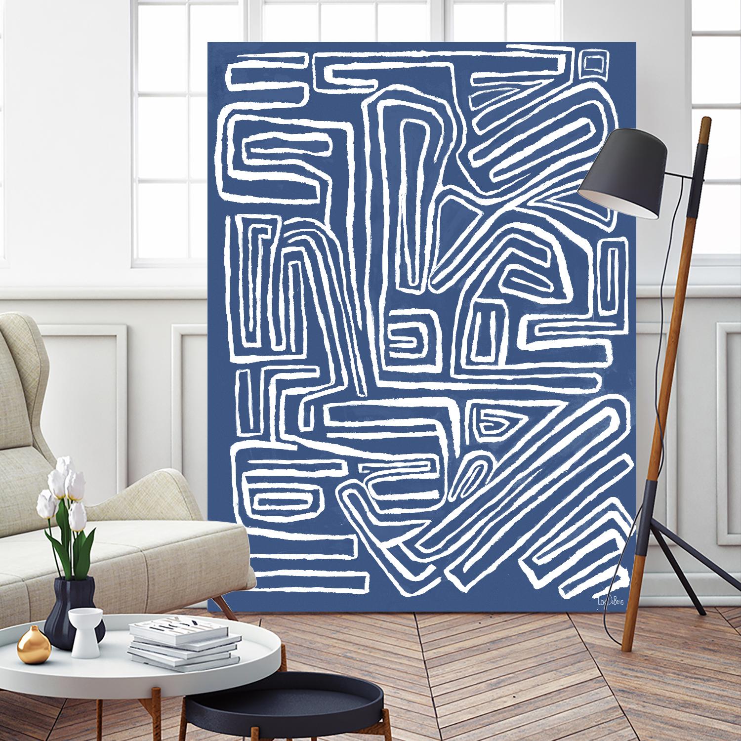 Centric - Blue - 14 by Lori Dubois on GIANT ART - blue linear monochrome