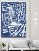 Centric - Blue - 14 by Lori Dubois on GIANT ART - blue linear monochrome