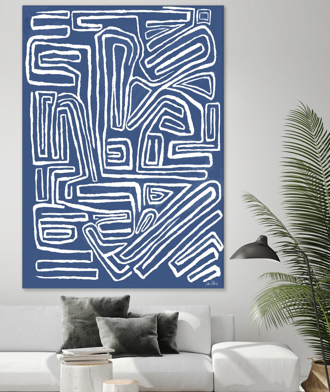 Centric - Blue - 14 by Lori Dubois on GIANT ART - blue linear monochrome